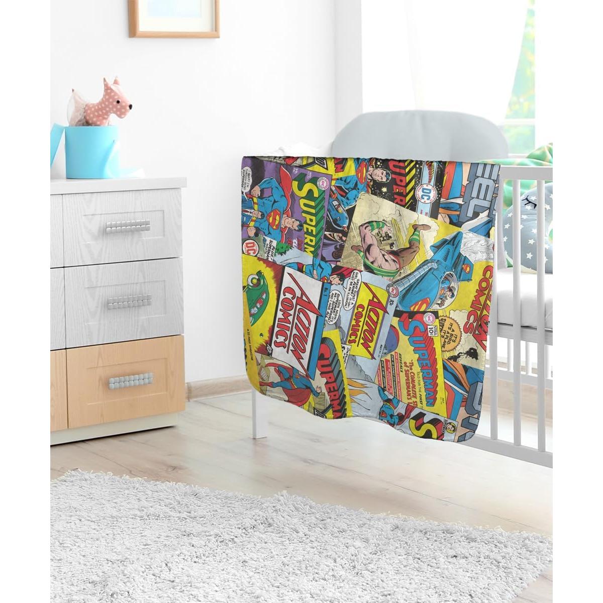 Manta de Bebé Sherpa Superman 76x102cm - Suave y Cálida