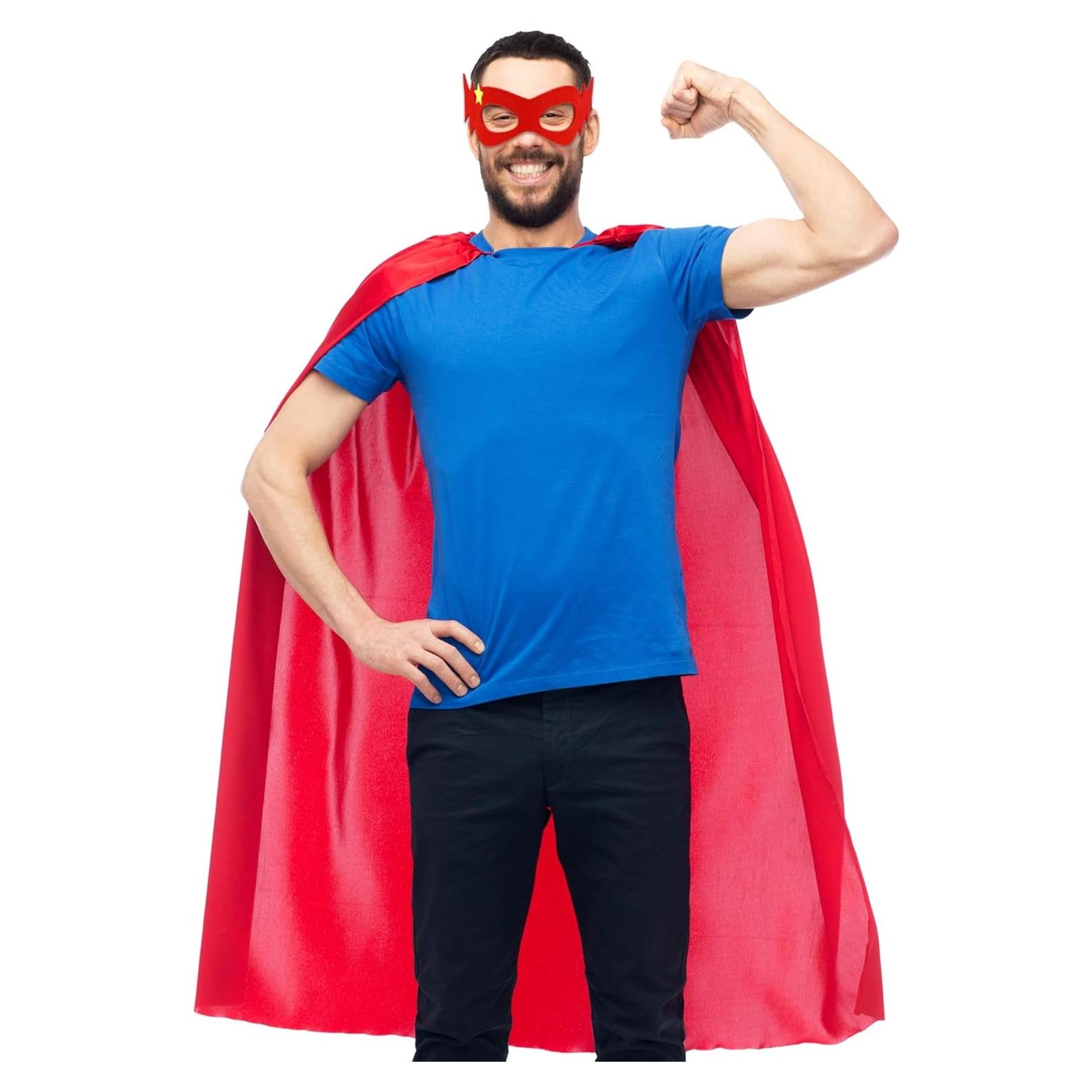 Capa y Máscara de Superhéroe D.Q.Z para Adultos - Rojo