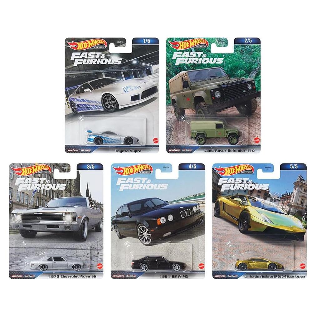 Hot Wheels Conjunto Premium Rápido y Furioso 5 Autos Diecast