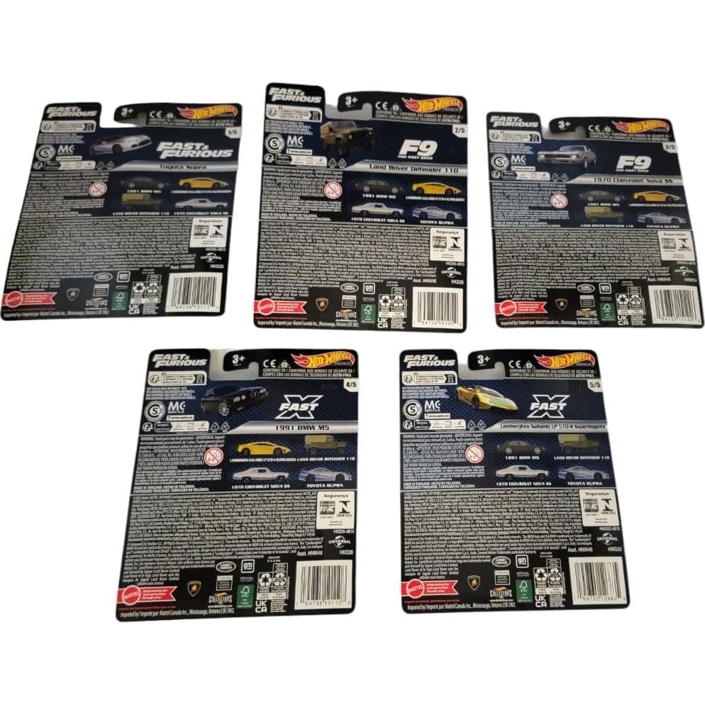 Hot Wheels Conjunto Premium Rápido y Furioso 5 Autos Diecast