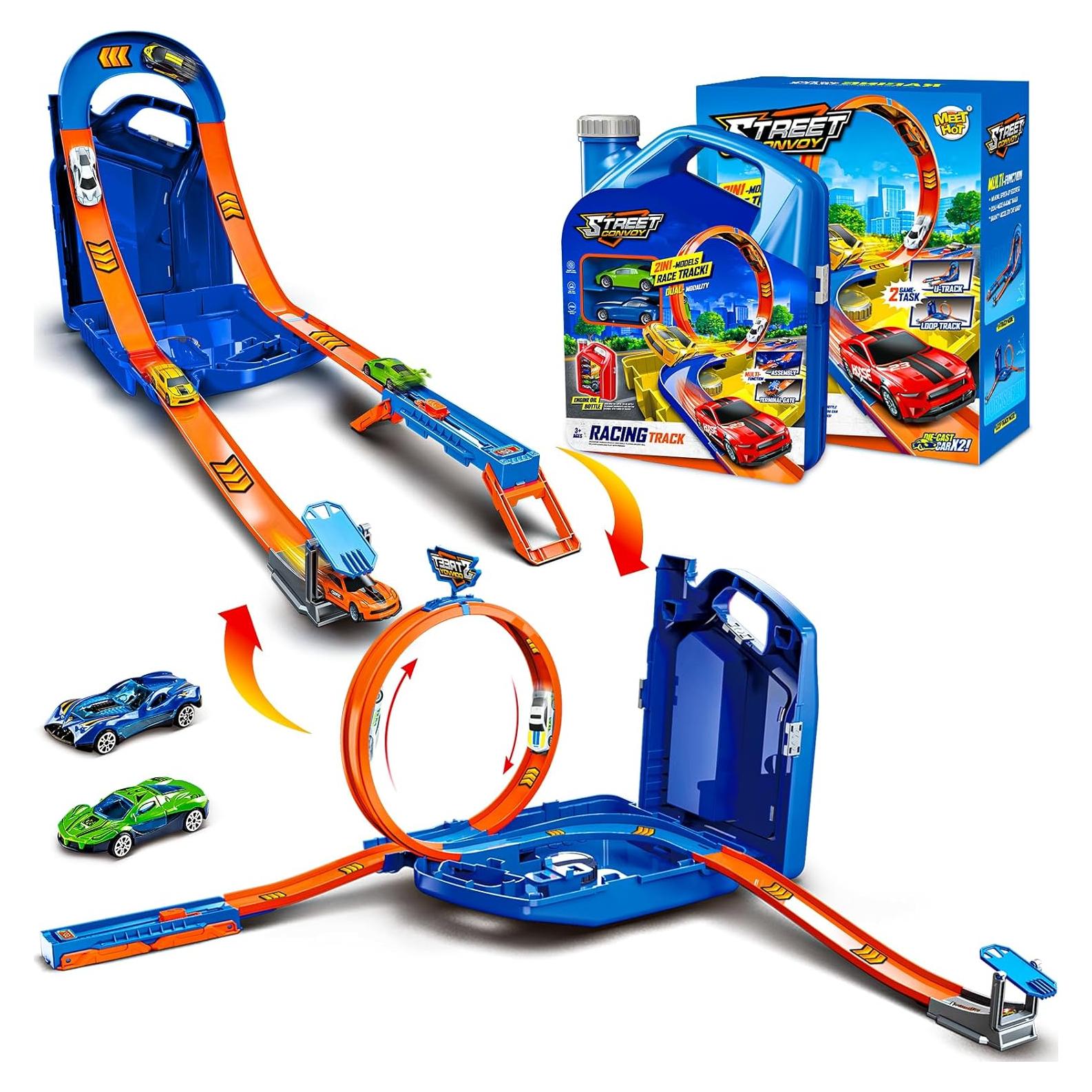 Juego de Pista de Carreras Zikhoobusik 2 en 1 con 2 Coches