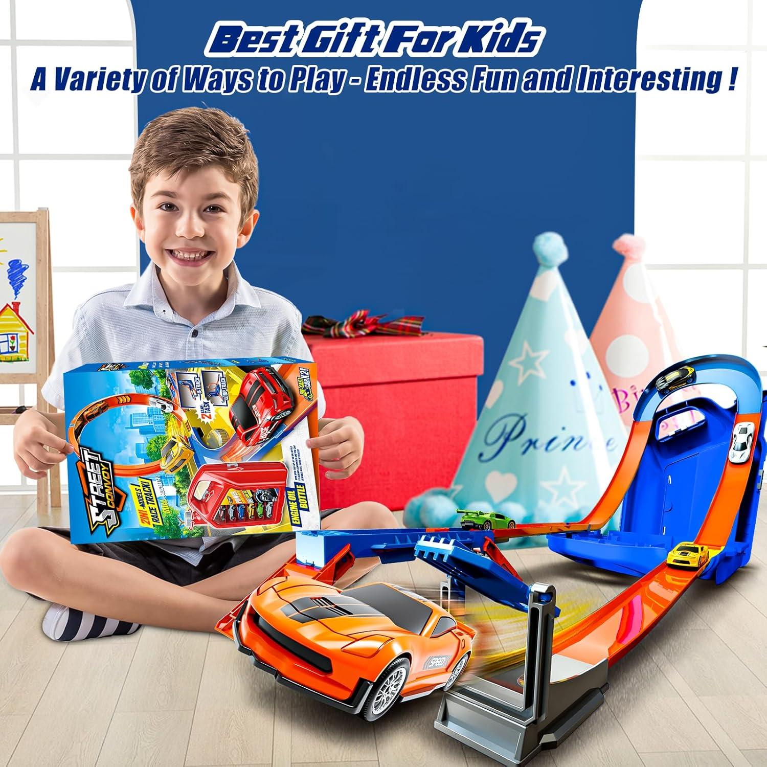 Juego de Pista de Carreras Zikhoobusik 2 en 1 con 2 Coches