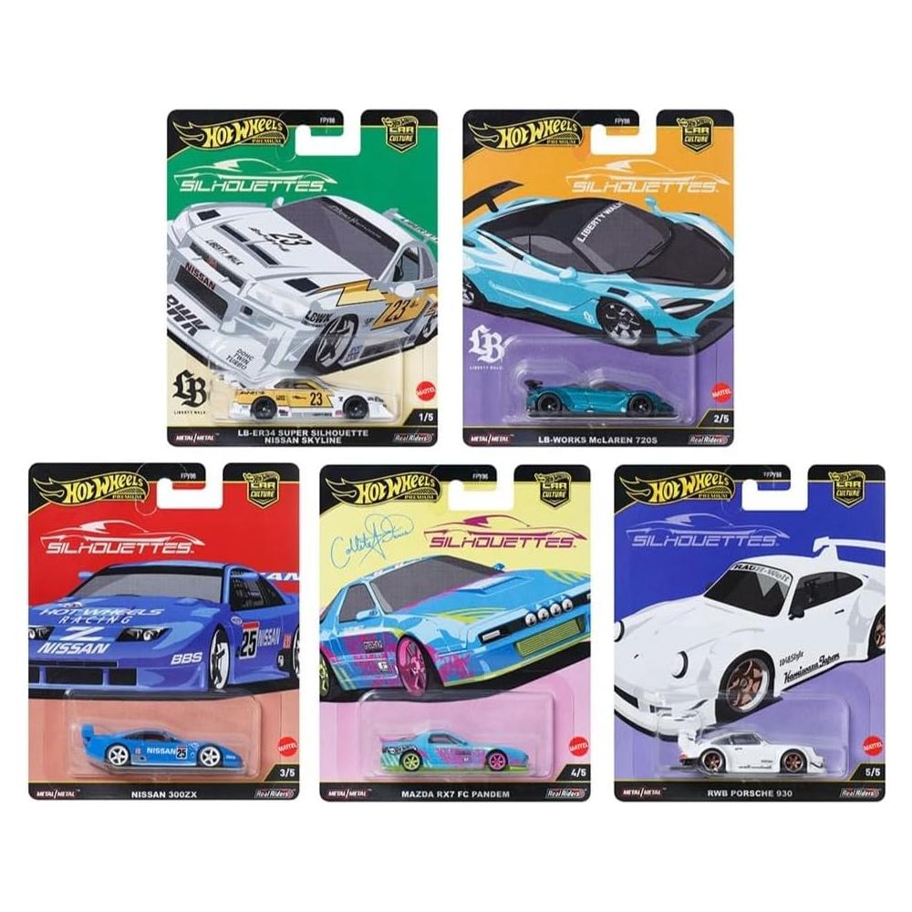 Set de 5 Coches Diecast Hot Wheels 2025 Silhouettes