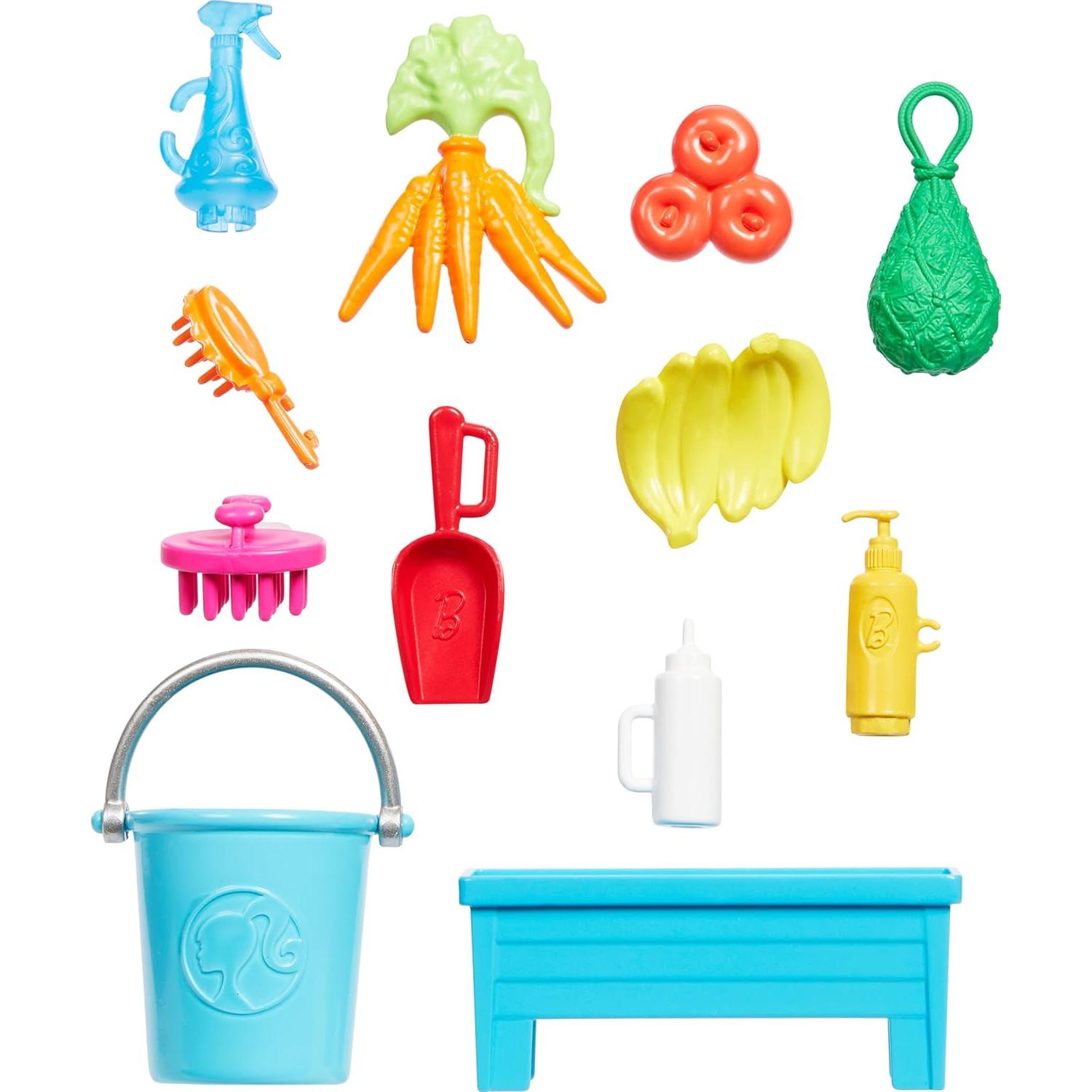 Juego de Establo Barbie con Muñeca Renee y Pony 10 Accesorios