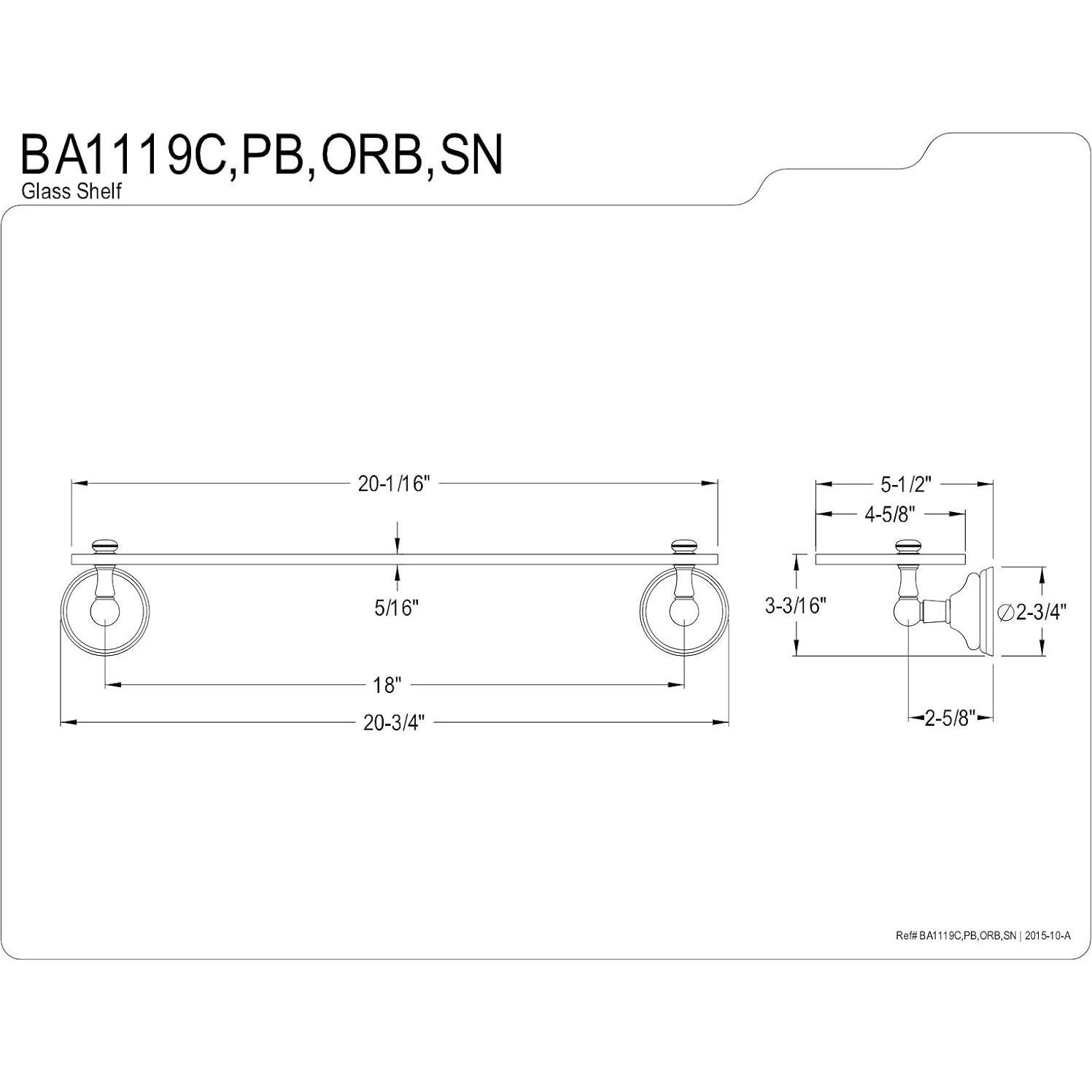 Estante de vidrio Kingston Brass Victoriano 55.88 cm cromo