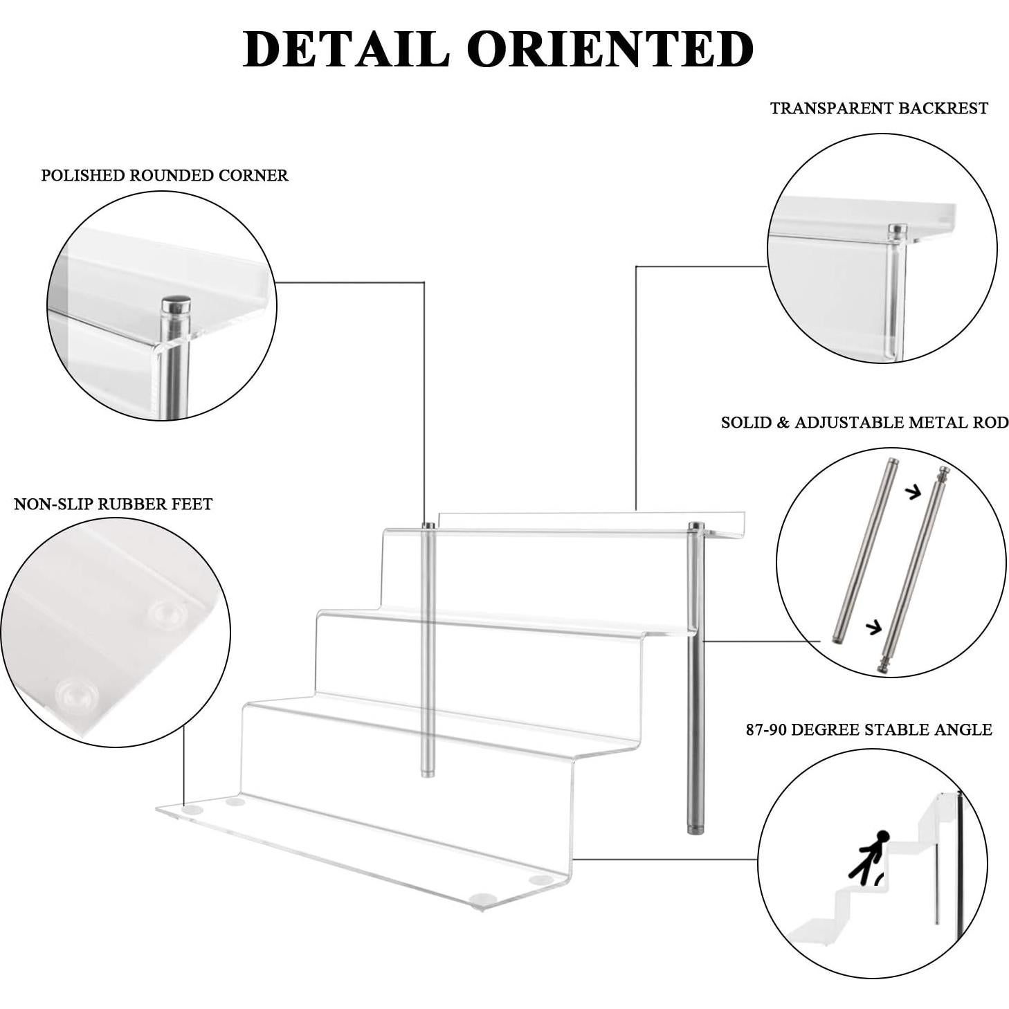 Soporte de Exhibición Acrílico LileZbox 4 Pasos 30.48x22.35cm