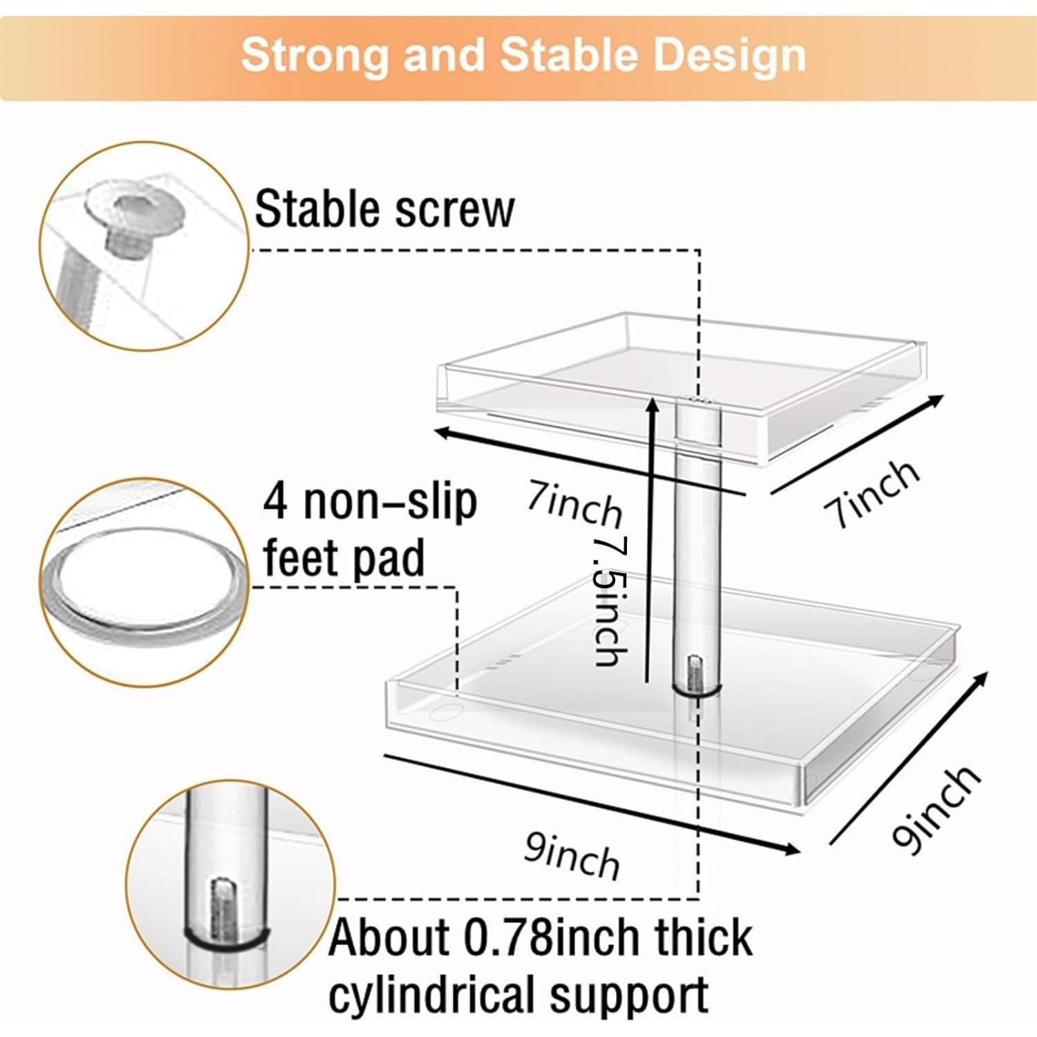 Organizador de Perfume YAGELI Acrílico Transparente 2 Niveles