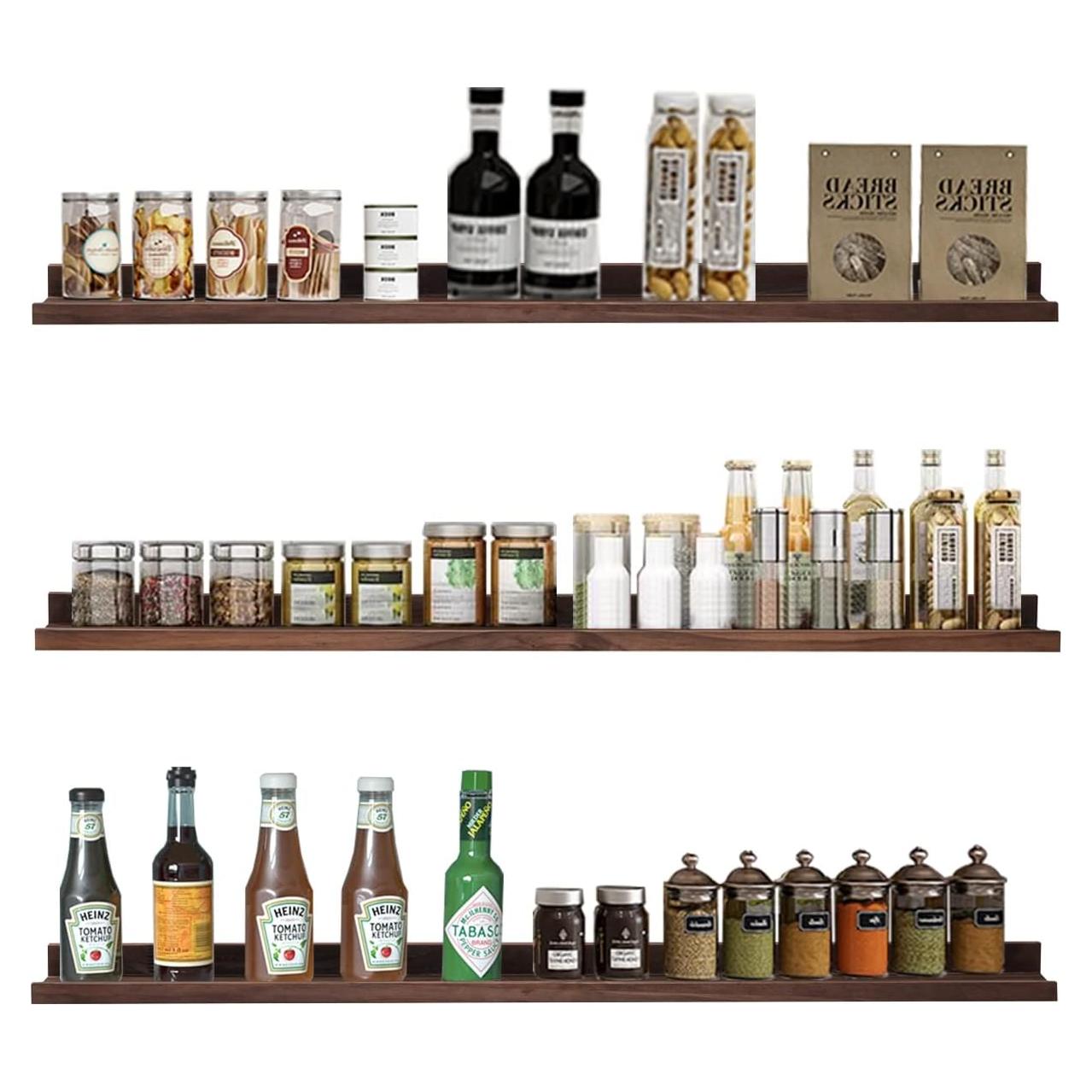 Estanterías Flotantes de Madera AZSKY 48" Nogal Profundo - Juego de 3