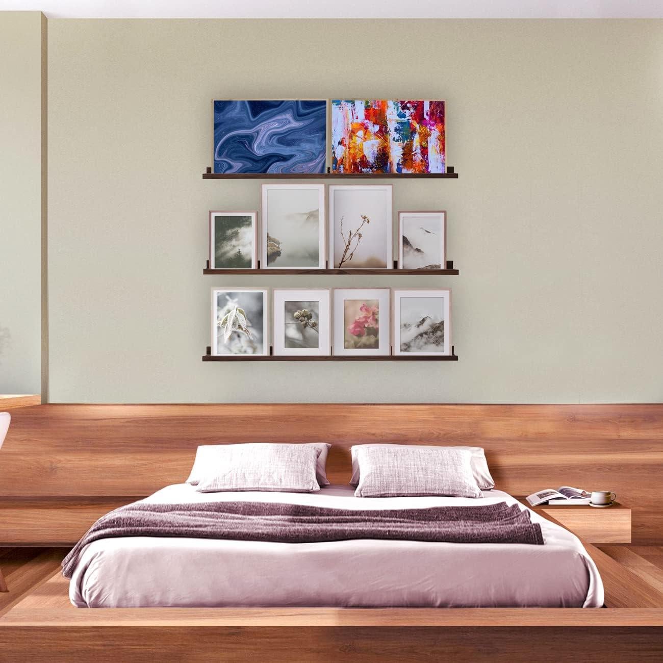 Estanterías Flotantes de Madera AZSKY 48" Nogal Profundo - Juego de 3