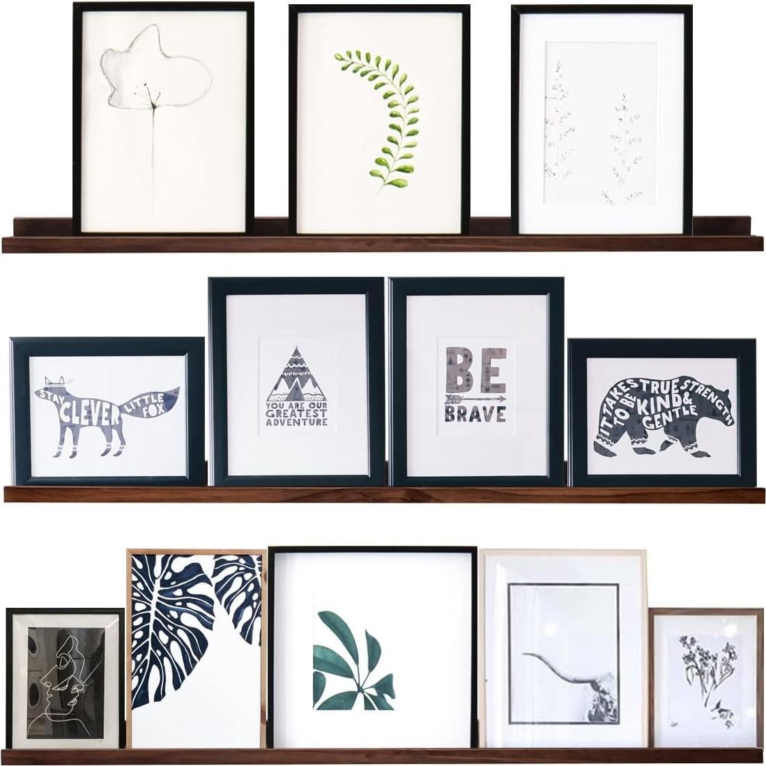 Estanterías Flotantes de Madera AZSKY 48" Nogal Profundo - Juego de 3