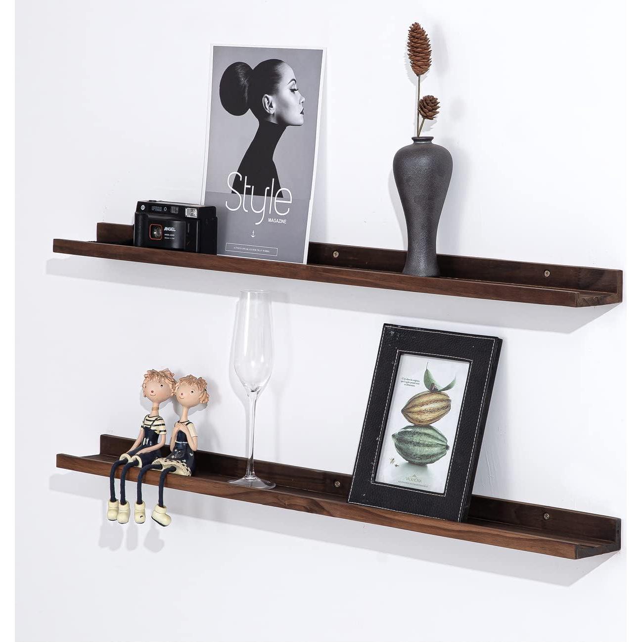 Estanterías Flotantes de Madera AZSKY 48" Nogal Profundo - Juego de 3