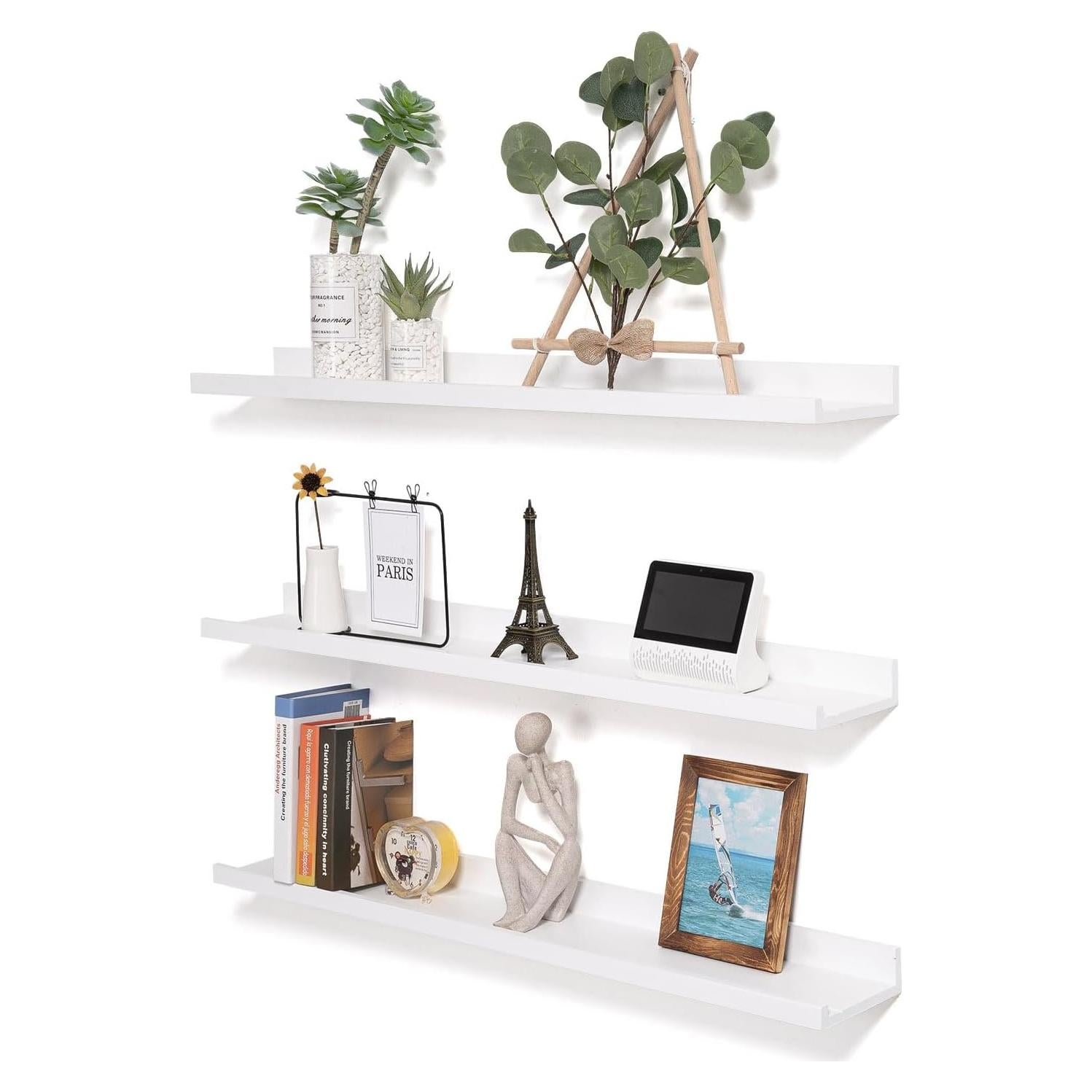 Estantes Flotantes de Madera AZSKY Set de 3 91.44 cm Blancos