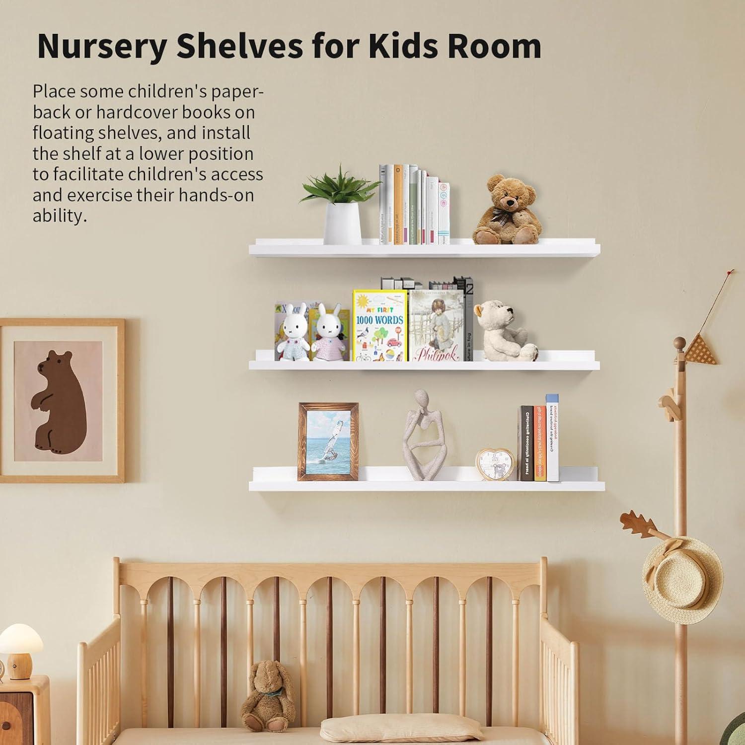 Estantes Flotantes de Madera AZSKY Set de 3 91.44 cm Blancos