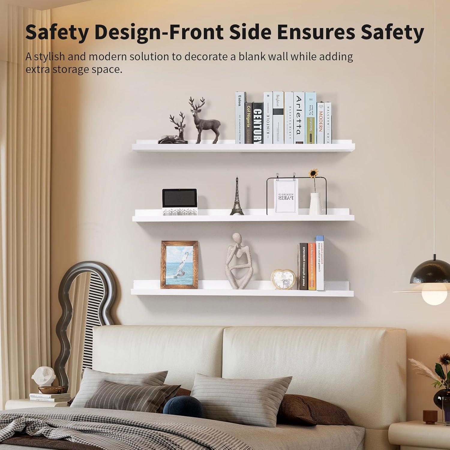 Estantes Flotantes de Madera AZSKY Set de 3 91.44 cm Blancos