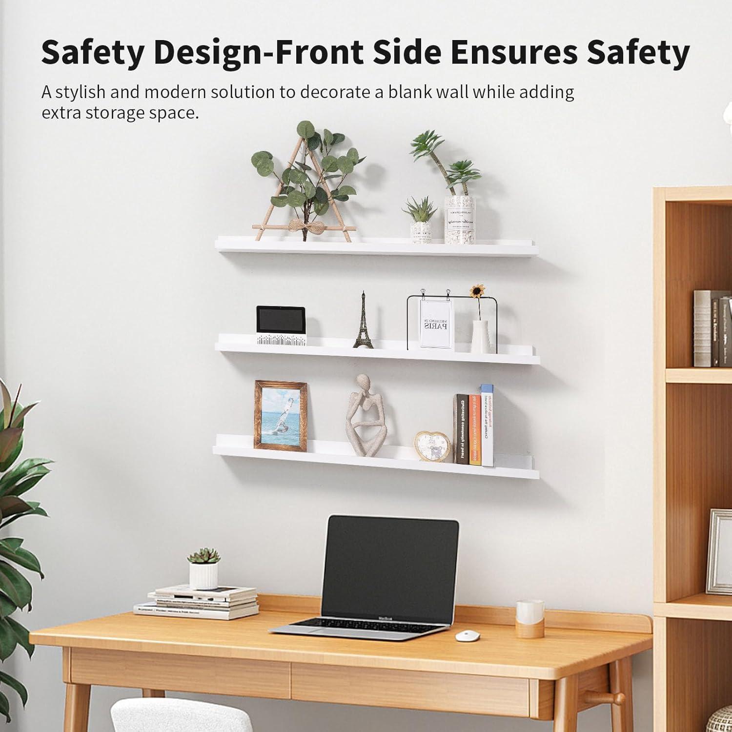 Estantes Flotantes de Madera AZSKY Set de 3 91.44 cm Blancos