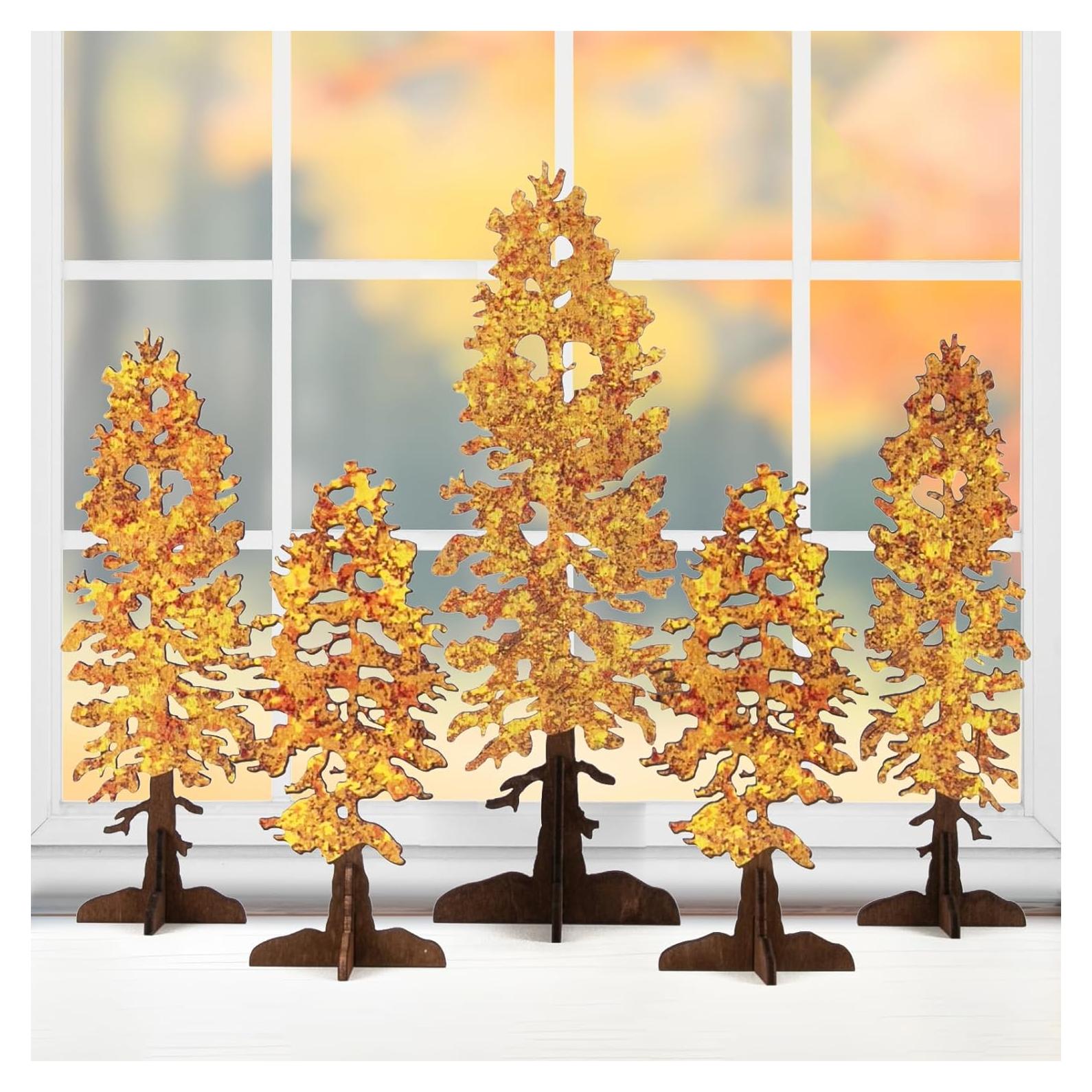 Decoración de Otoño DAZONGE - 5 Piezas de Madera Rústica