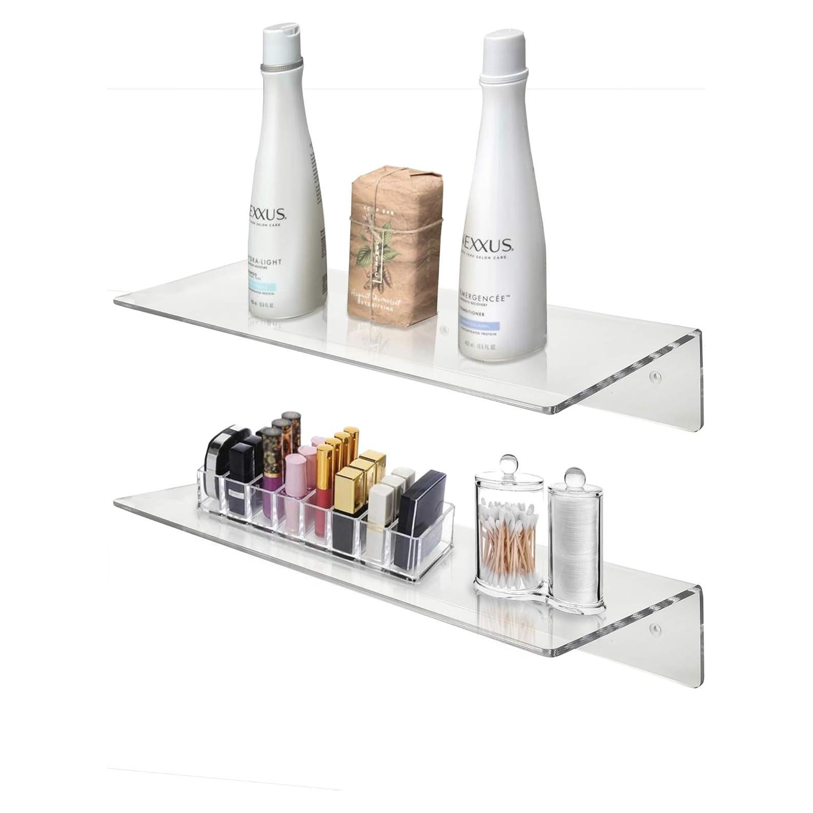 Estantes Flotantes Acrílico Transparente MCB 43x16.5cm (2 Piezas)