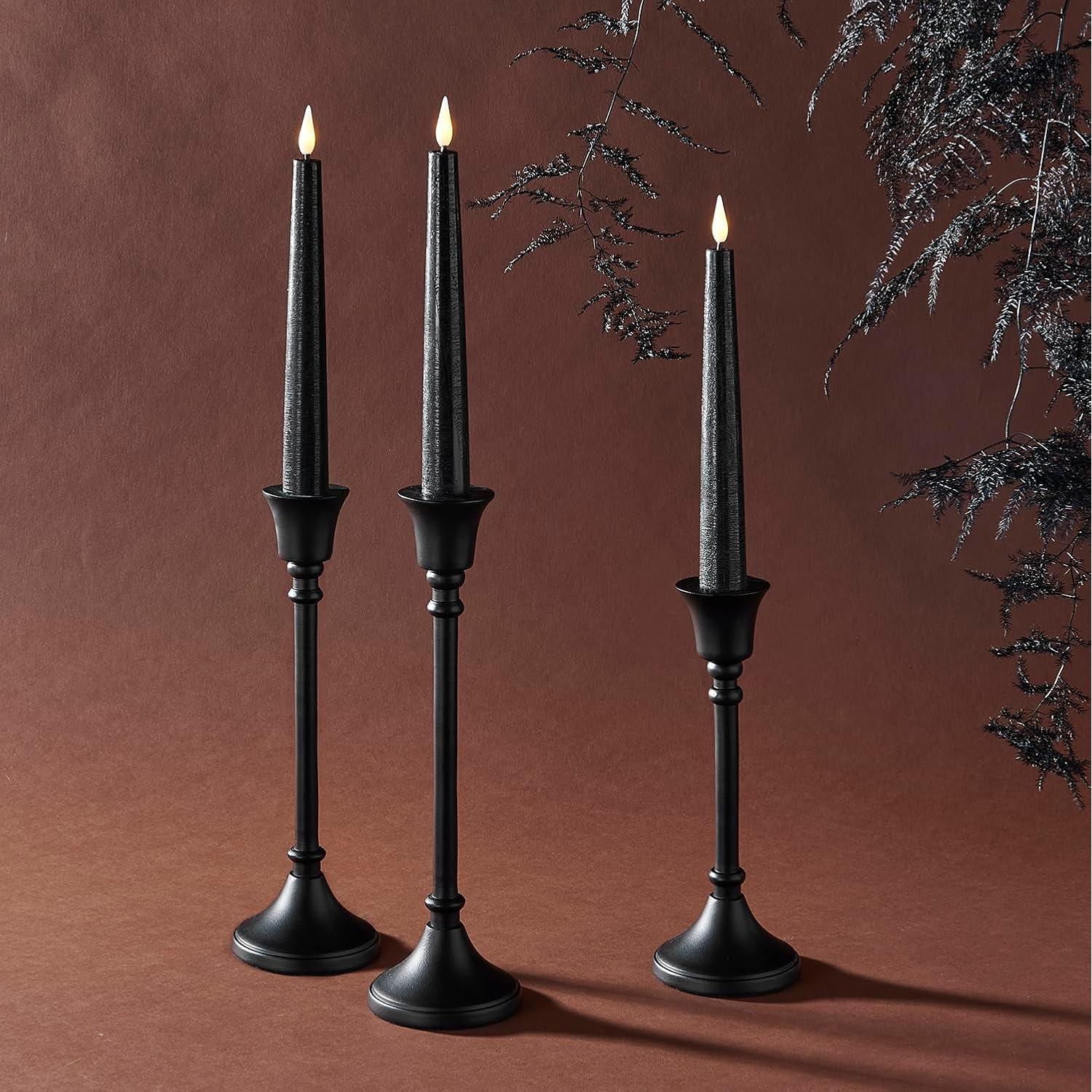 Soporte para Velas Taper LampLust, Negro Mate, 22.86 cm