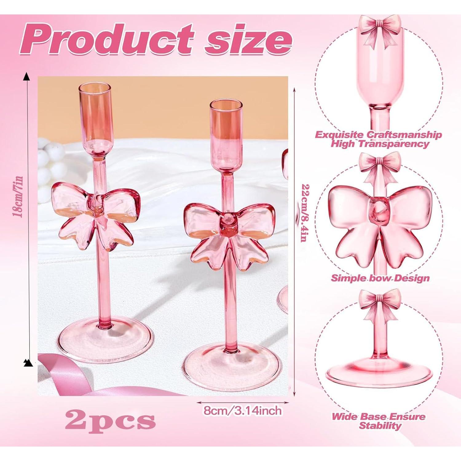 Soportes de Velas de Vidrio Rosa LTMWFH - Juego de 2, 21.3cm