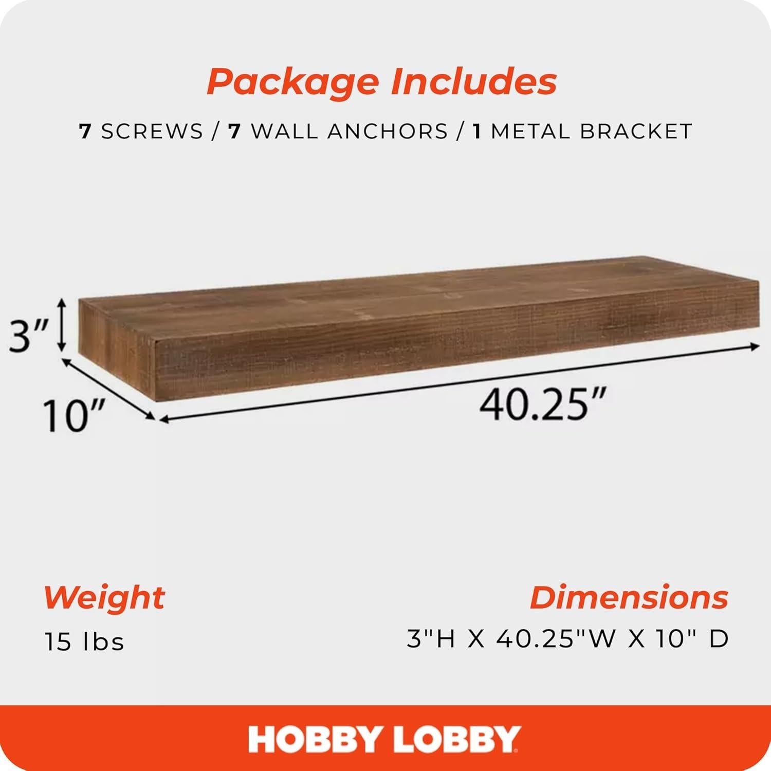 Estante Flotante Hobby Lobby 40.25 cm Marrón Rústico