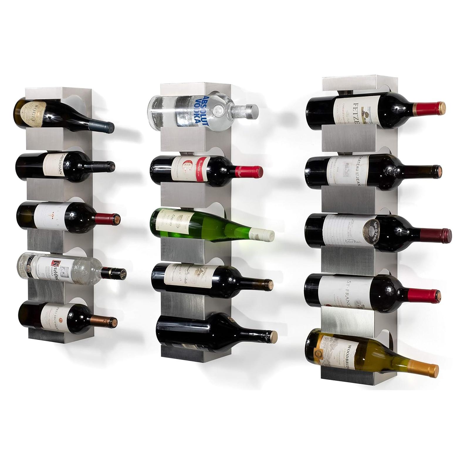 Soporte para Vino Alex Acero Inoxidable Set de 3 para 15 Botellas