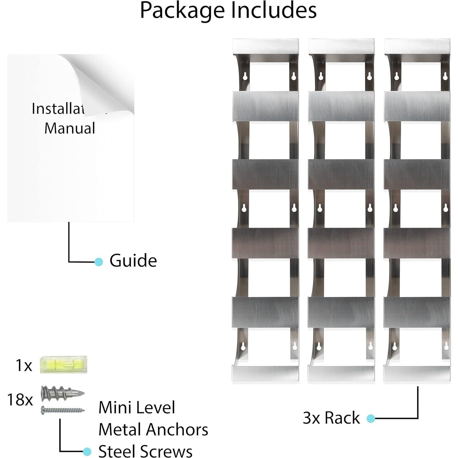 Soporte para Vino Alex Acero Inoxidable Set de 3 para 15 Botellas