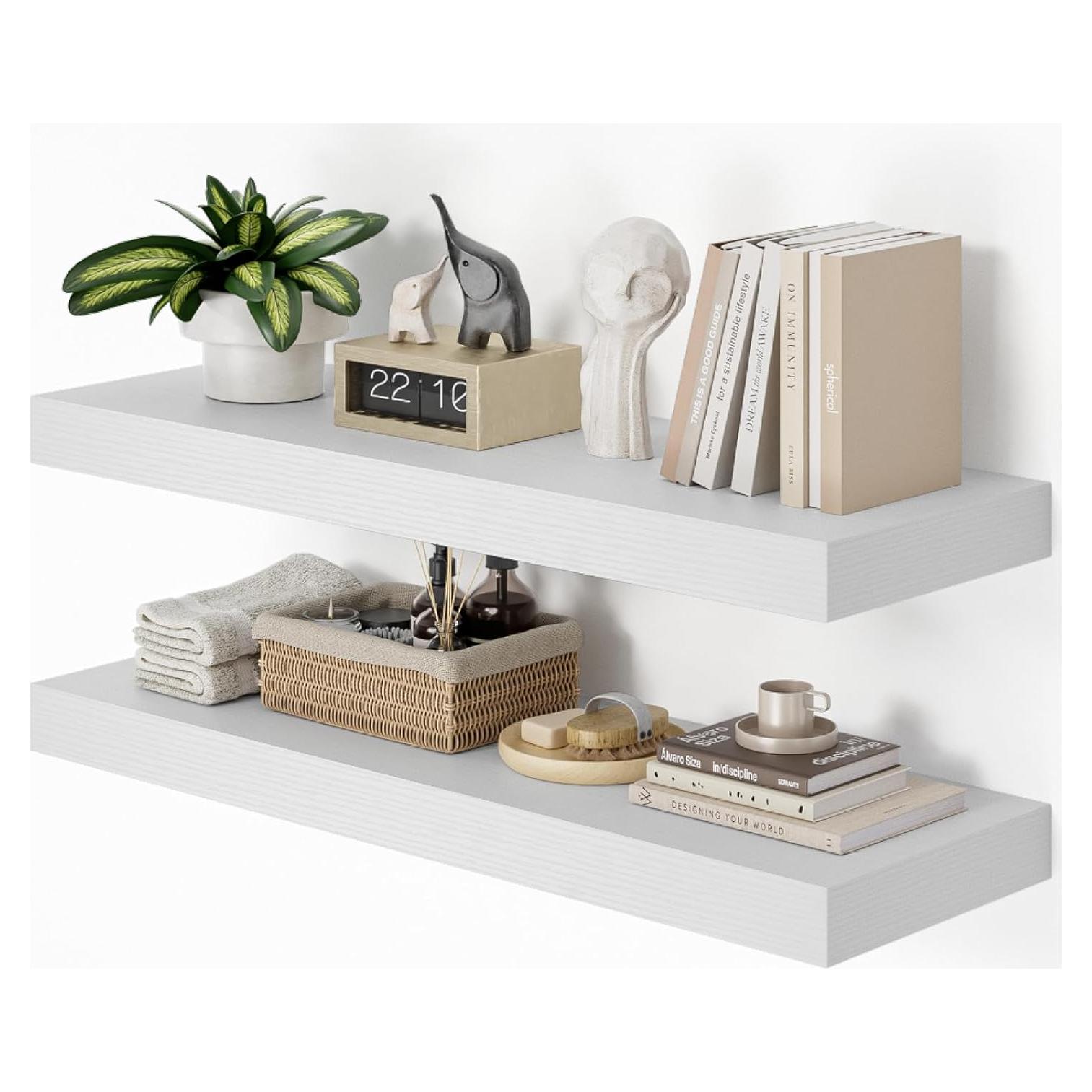 Estantes Flotantes Blancos Heimlove 90 cm x 30.5 cm - Juego de 2