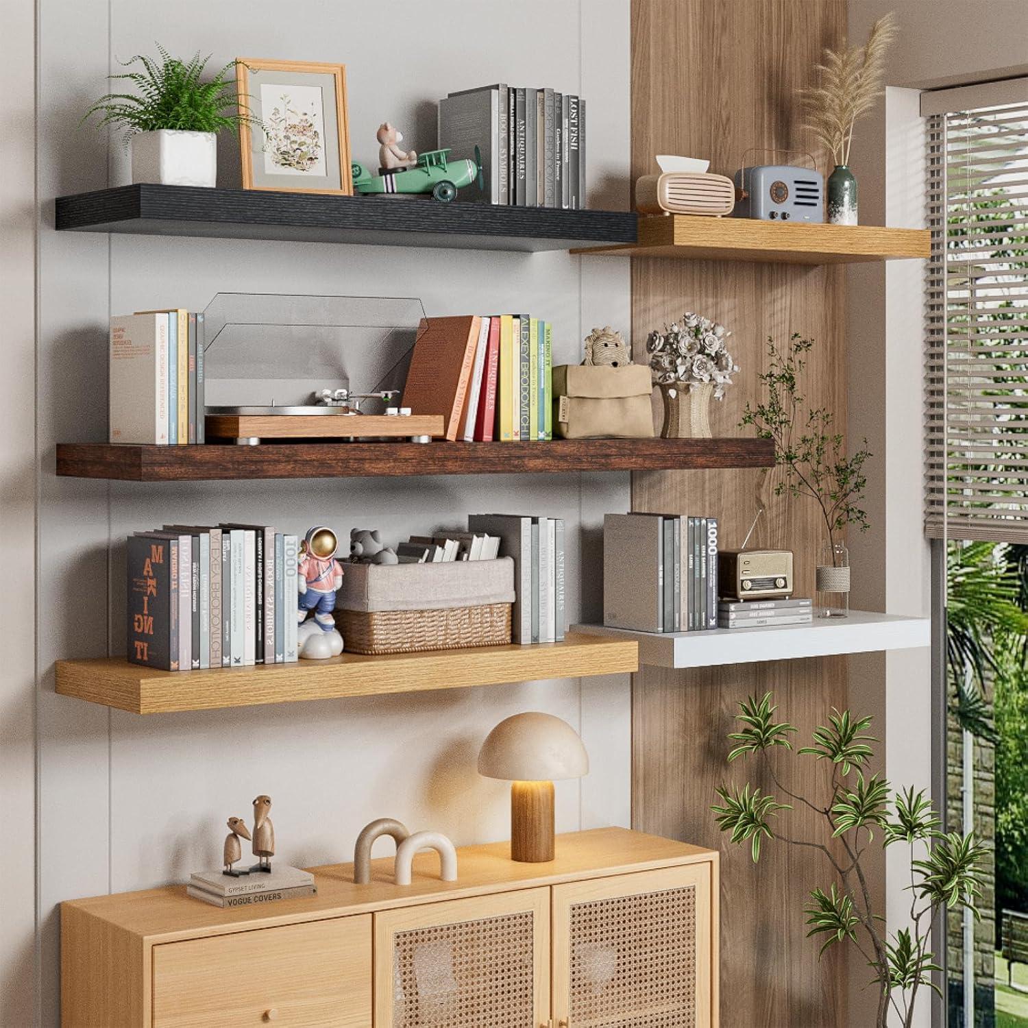 Estantes Flotantes Blancos Heimlove 90 cm x 30.5 cm - Juego de 2