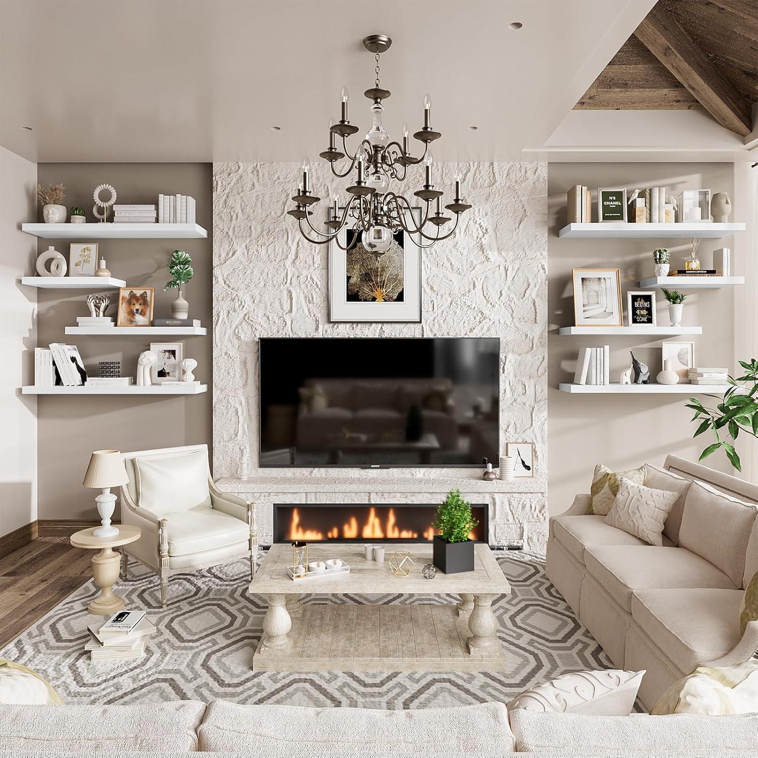 Estantes Flotantes Blancos Heimlove 90 cm x 30.5 cm - Juego de 2