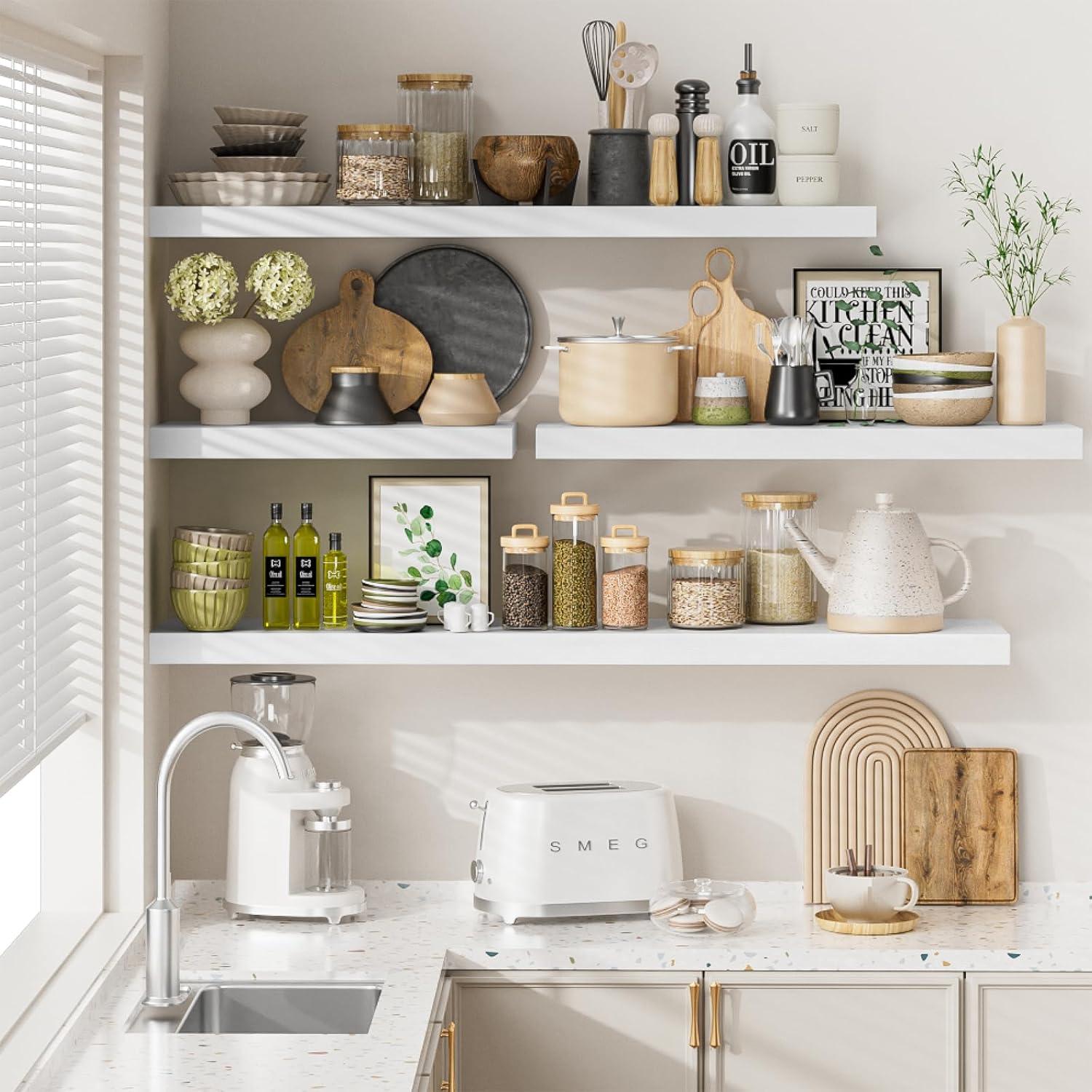 Estantes Flotantes Blancos Heimlove 90 cm x 30.5 cm - Juego de 2