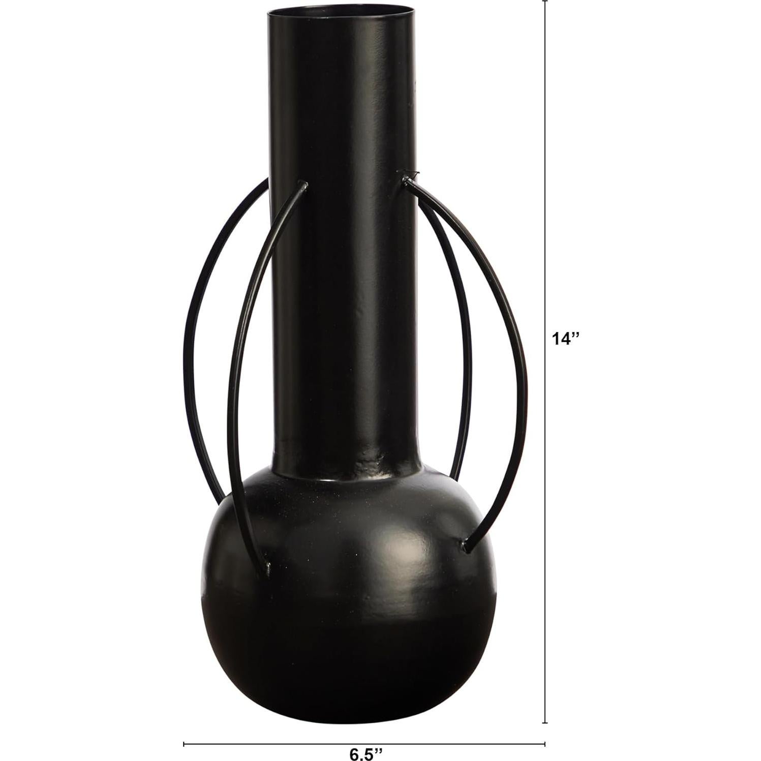 Jarrón de Metal Contemporáneo Nearly Natural 35.56 cm Negro