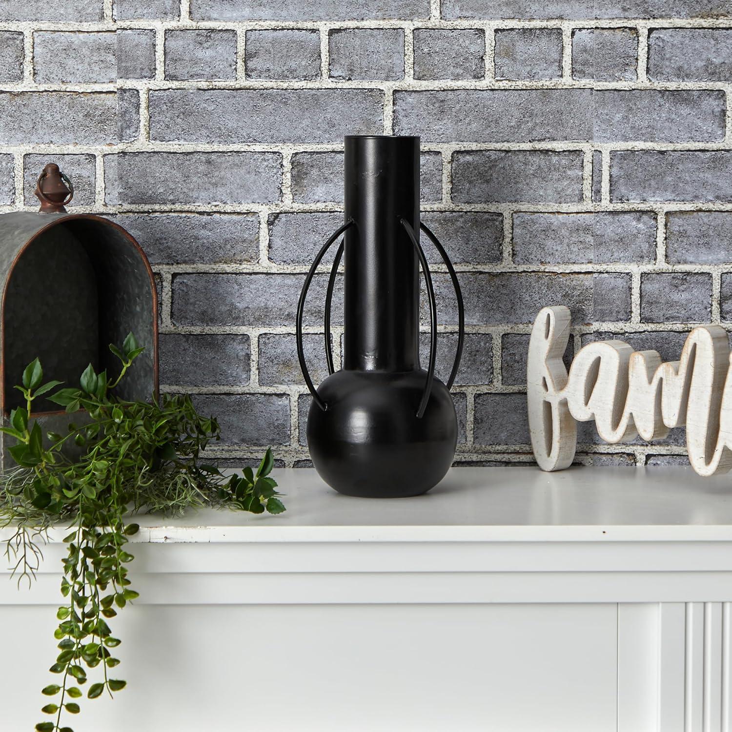 Jarrón de Metal Contemporáneo Nearly Natural 35.56 cm Negro