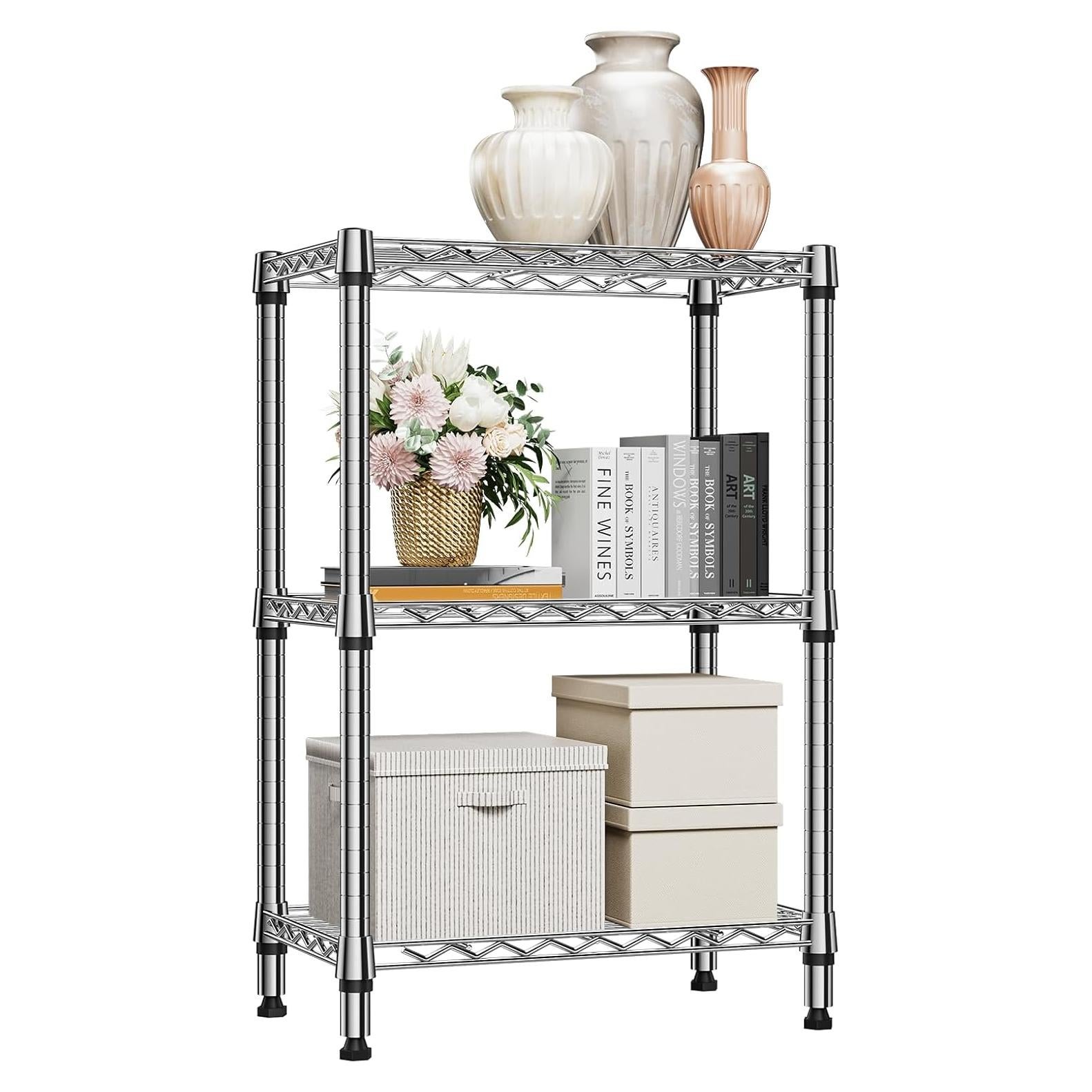 Estantería de metal 3 niveles M MZG cromo 90.2 cm H 60 cm W