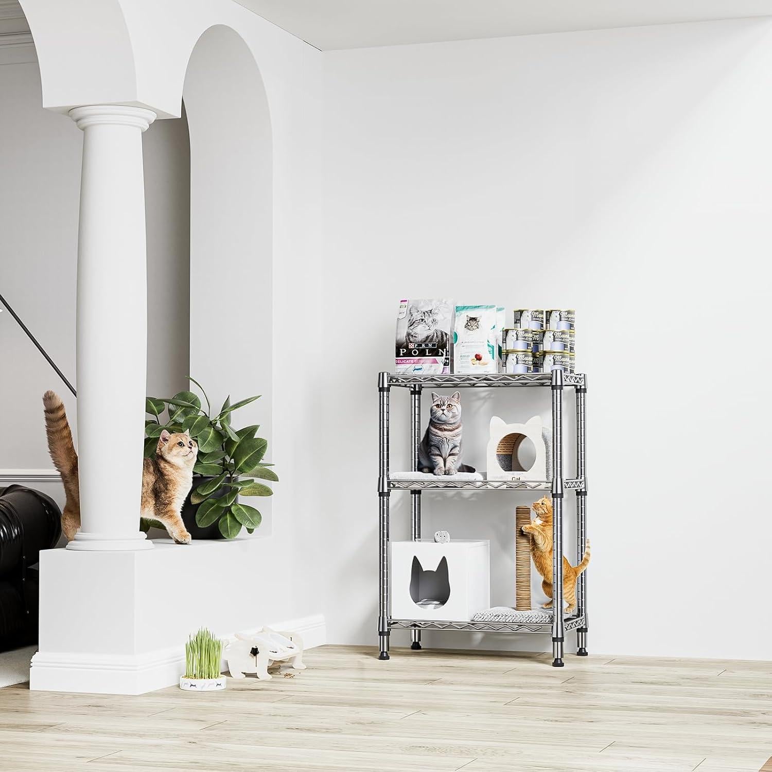 Estantería de metal 3 niveles M MZG cromo 90.2 cm H 60 cm W