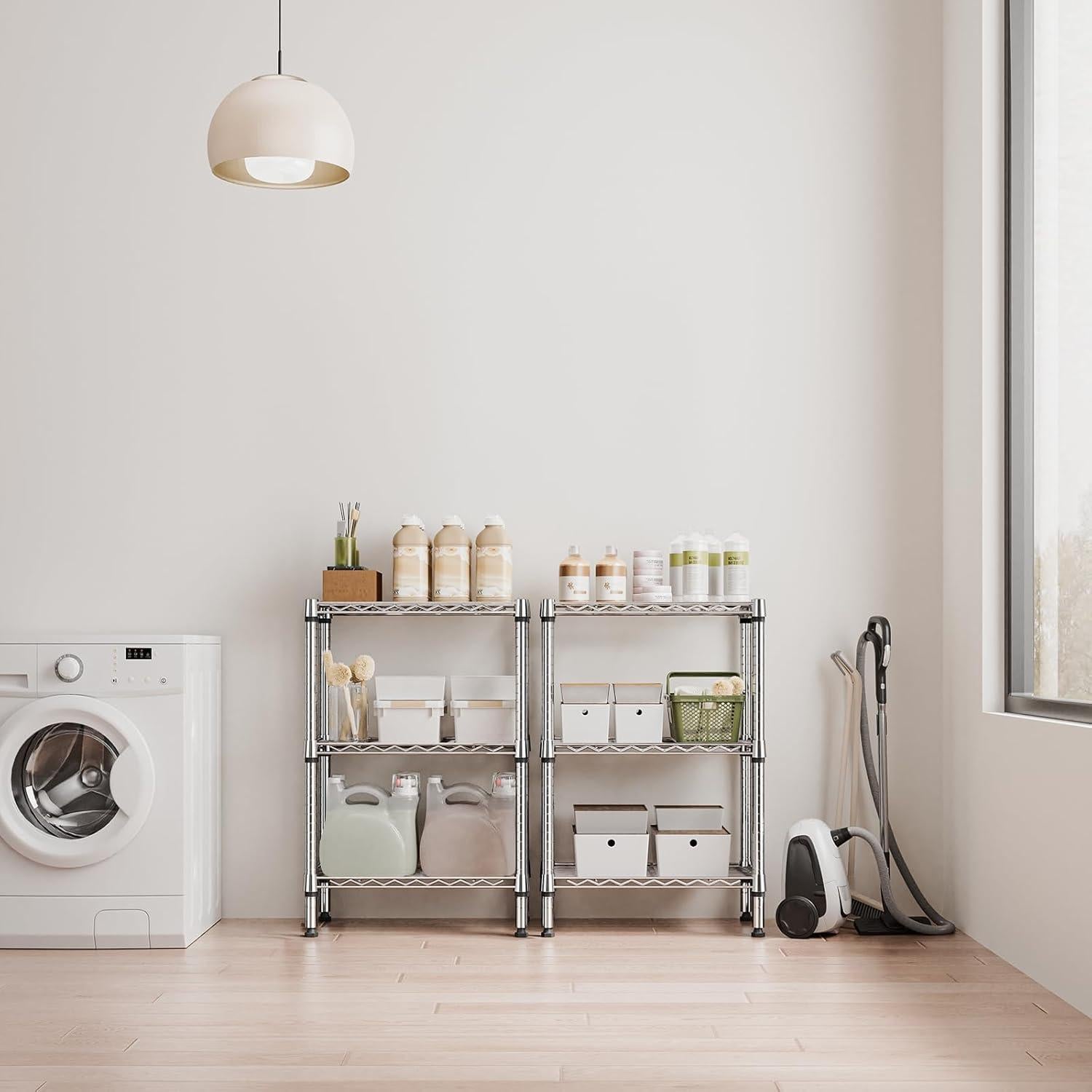 Estantería de metal 3 niveles M MZG cromo 90.2 cm H 60 cm W