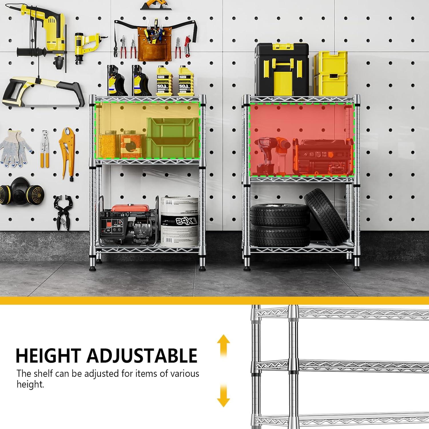 Estantería de metal 3 niveles M MZG cromo 90.2 cm H 60 cm W