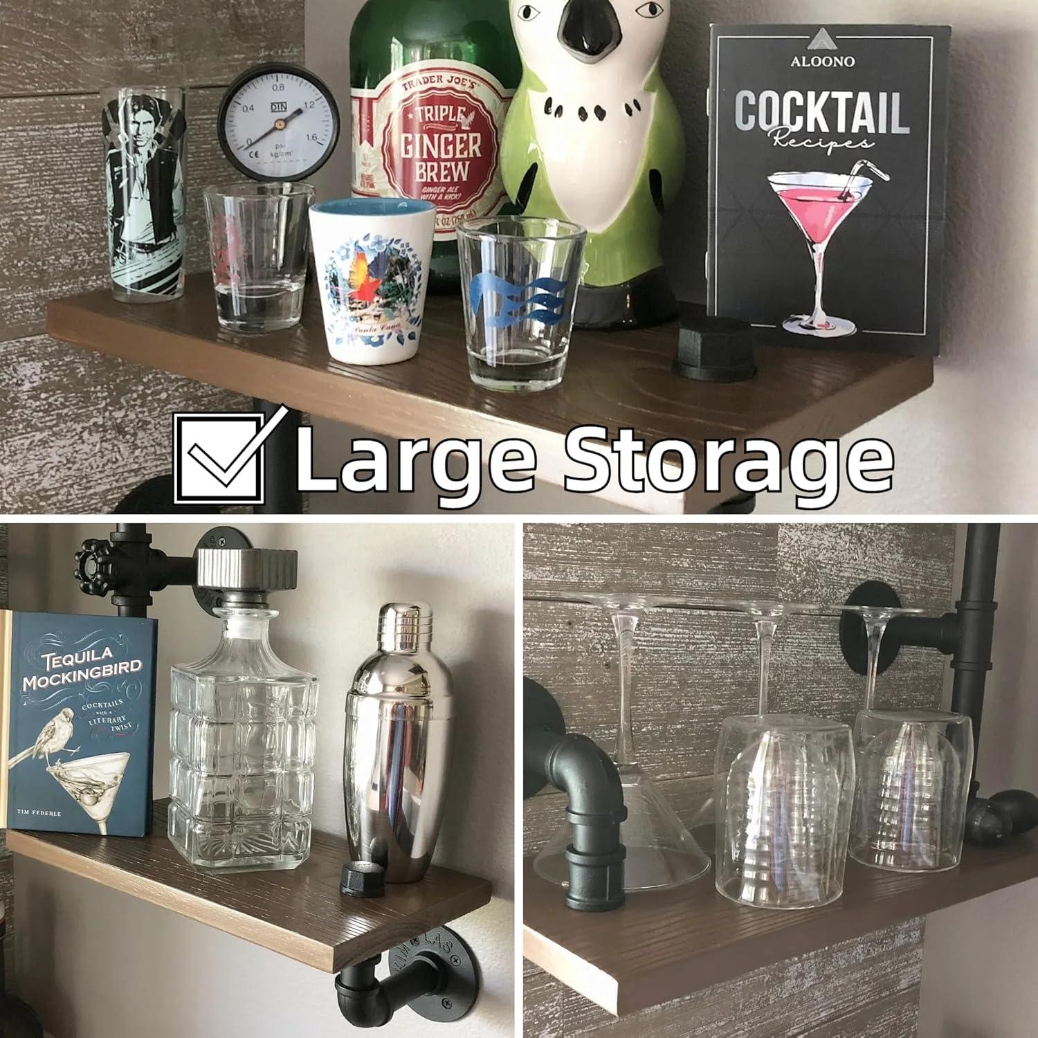 Estantes Flotantes de Escalera BIXIRAO - Juego de 3 Madera Industrial