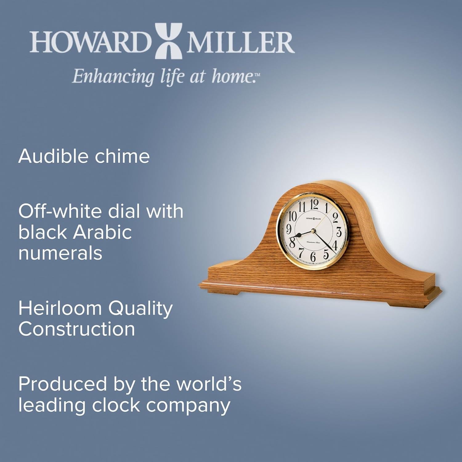 Reloj de Mantel Howard Miller Nicholas Cuarzo Roble Dorado