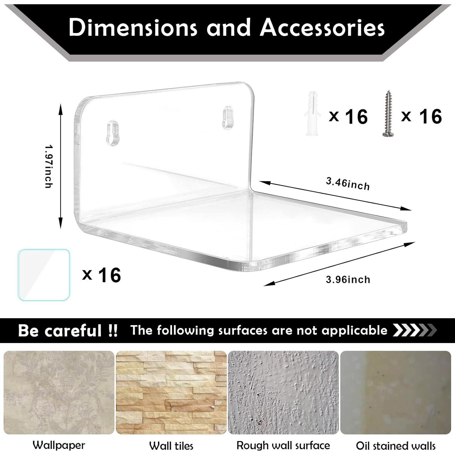 Estantes Flotantes de Acrílico Trailwalk - 8 Piezas 10x8.8cm