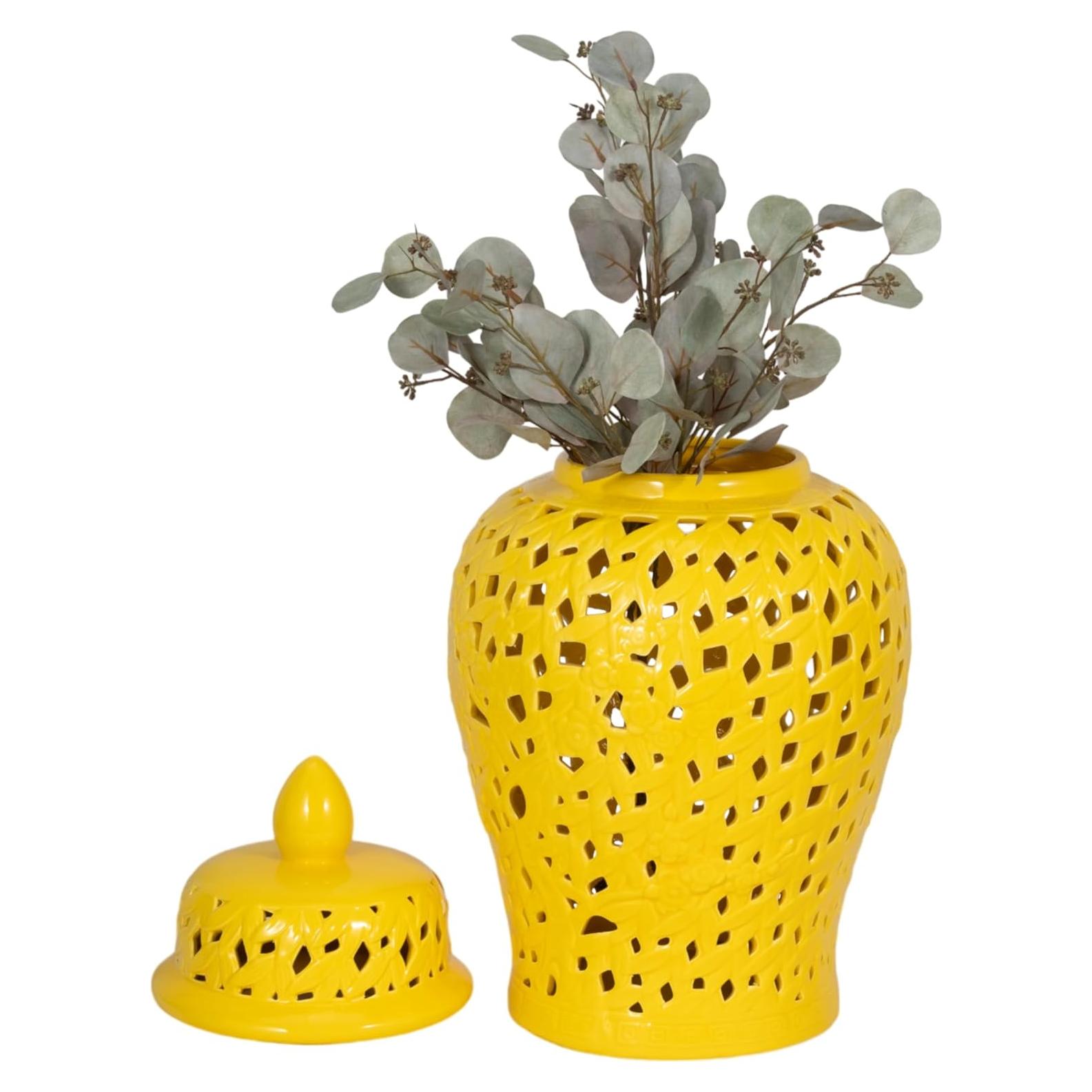 Tarro Decorativo Sagebrook Home 61 cm Amarillo Cerámica