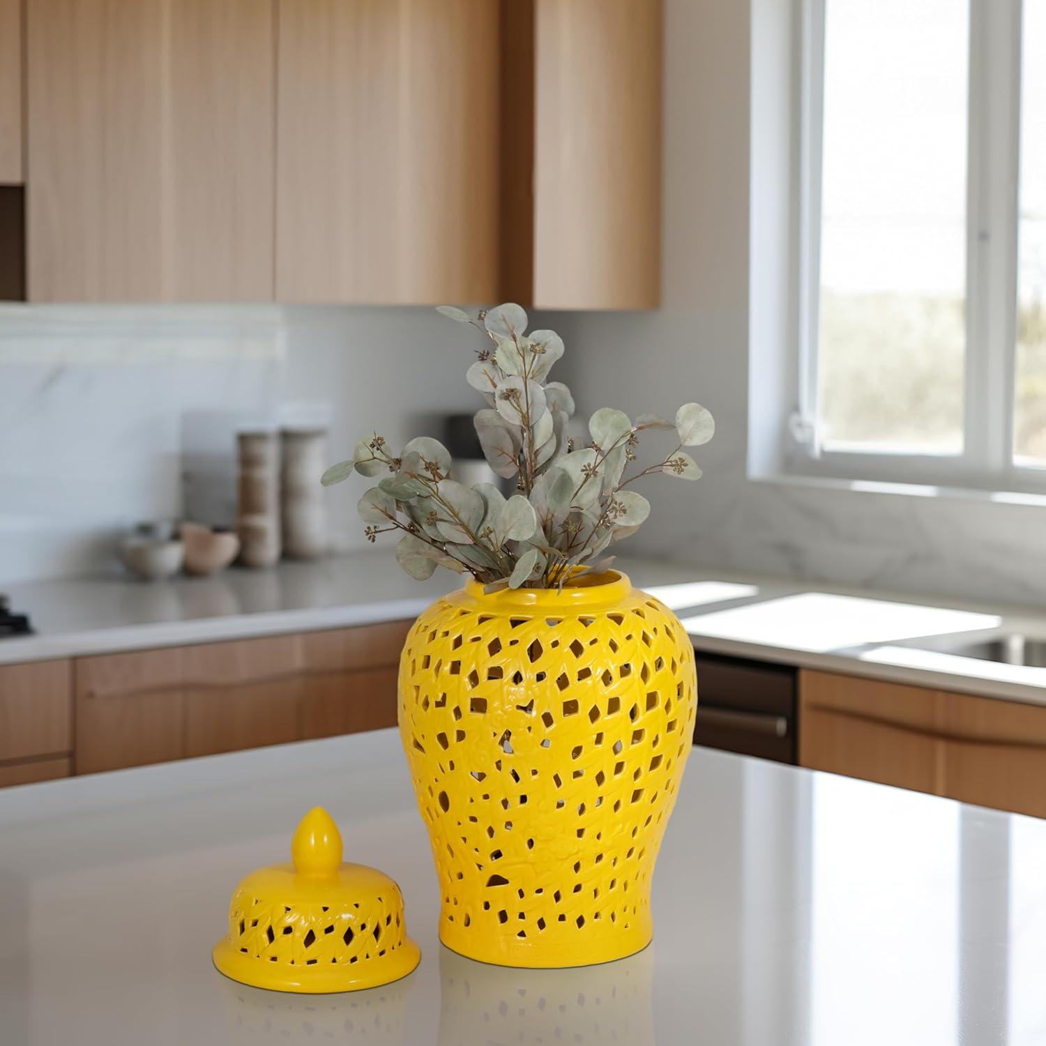 Tarro Decorativo Sagebrook Home 61 cm Amarillo Cerámica