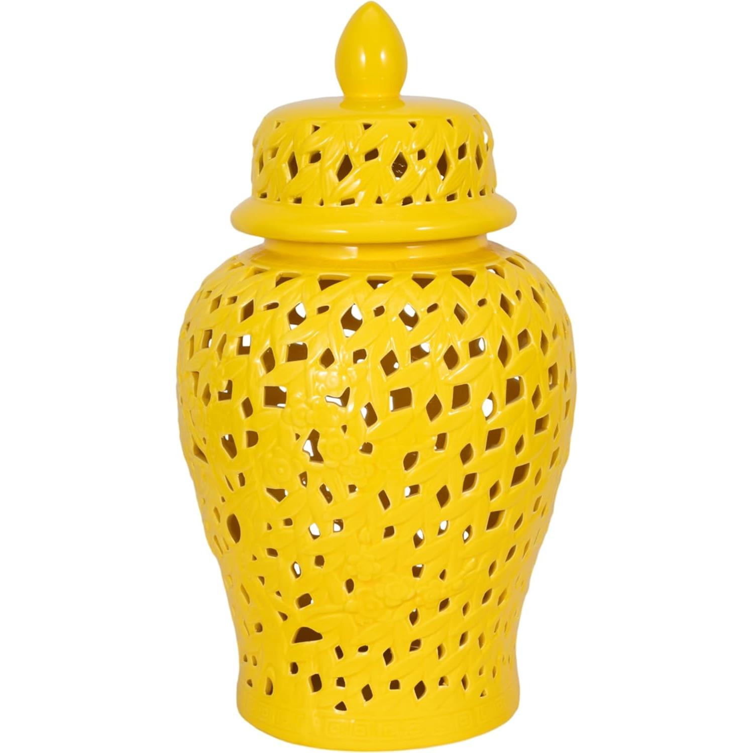 Tarro Decorativo Sagebrook Home 61 cm Amarillo Cerámica