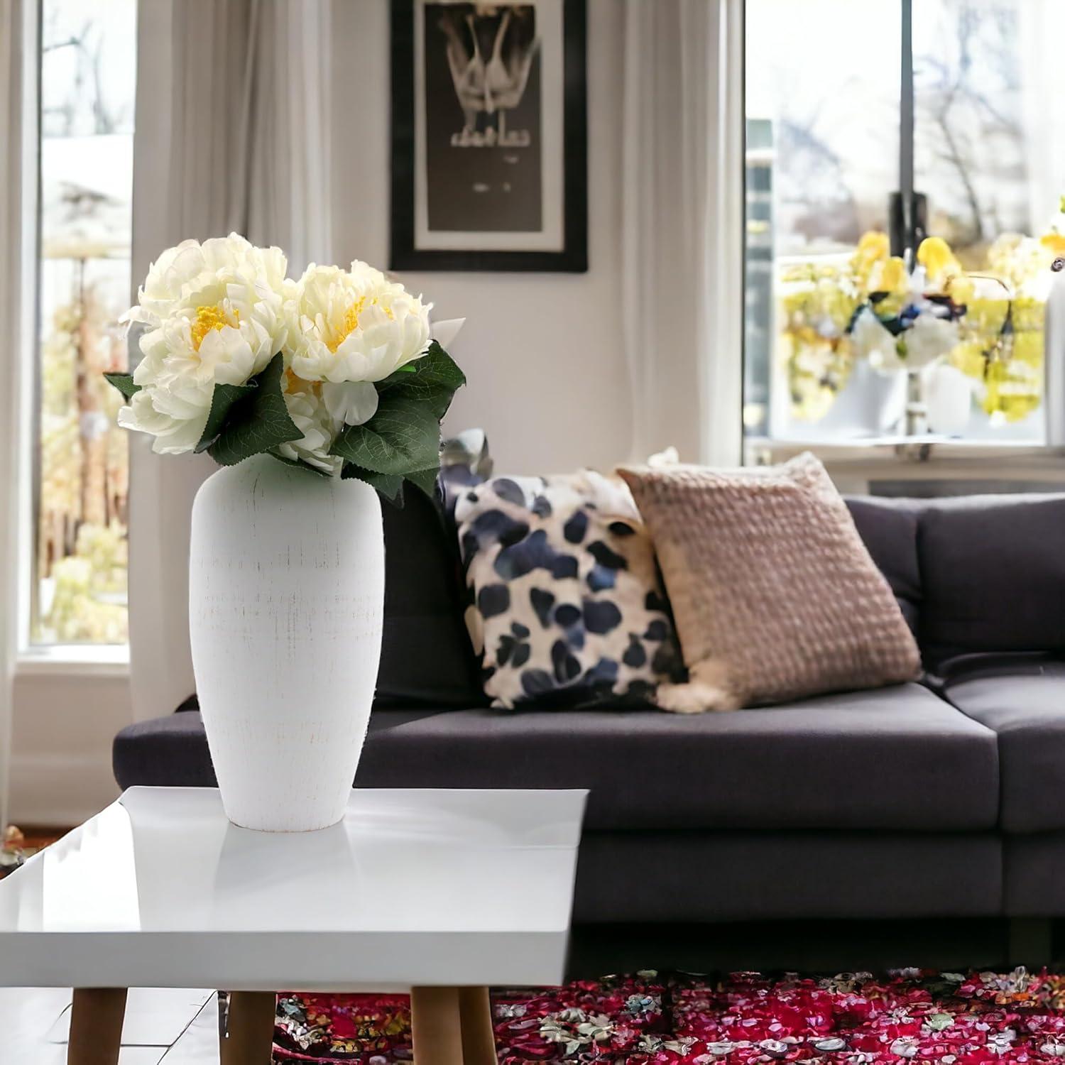 Jarrón de Metal Hosley Lavado Blanco 28 cm Decoración Hogar