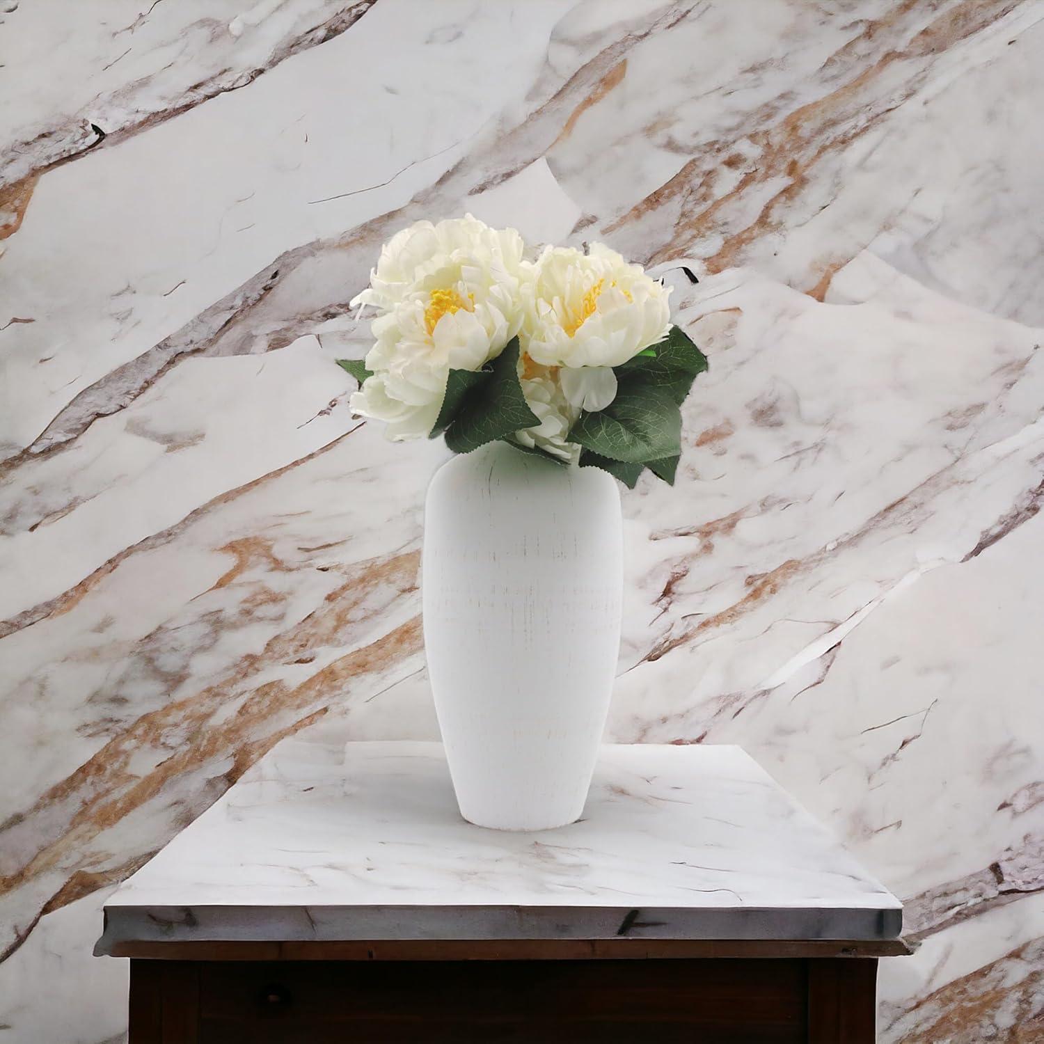 Jarrón de Metal Hosley Lavado Blanco 28 cm Decoración Hogar