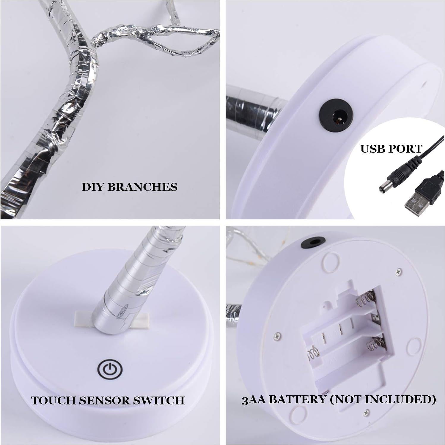 Lámpara Bonsai LED 108 Luz Blanca Cálida PXBNIUYA 50.8 cm