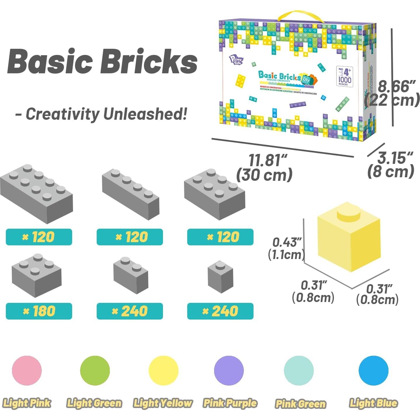 Juego de Bloques de Construcción Pairez Toys 1000 Piezas Pastel