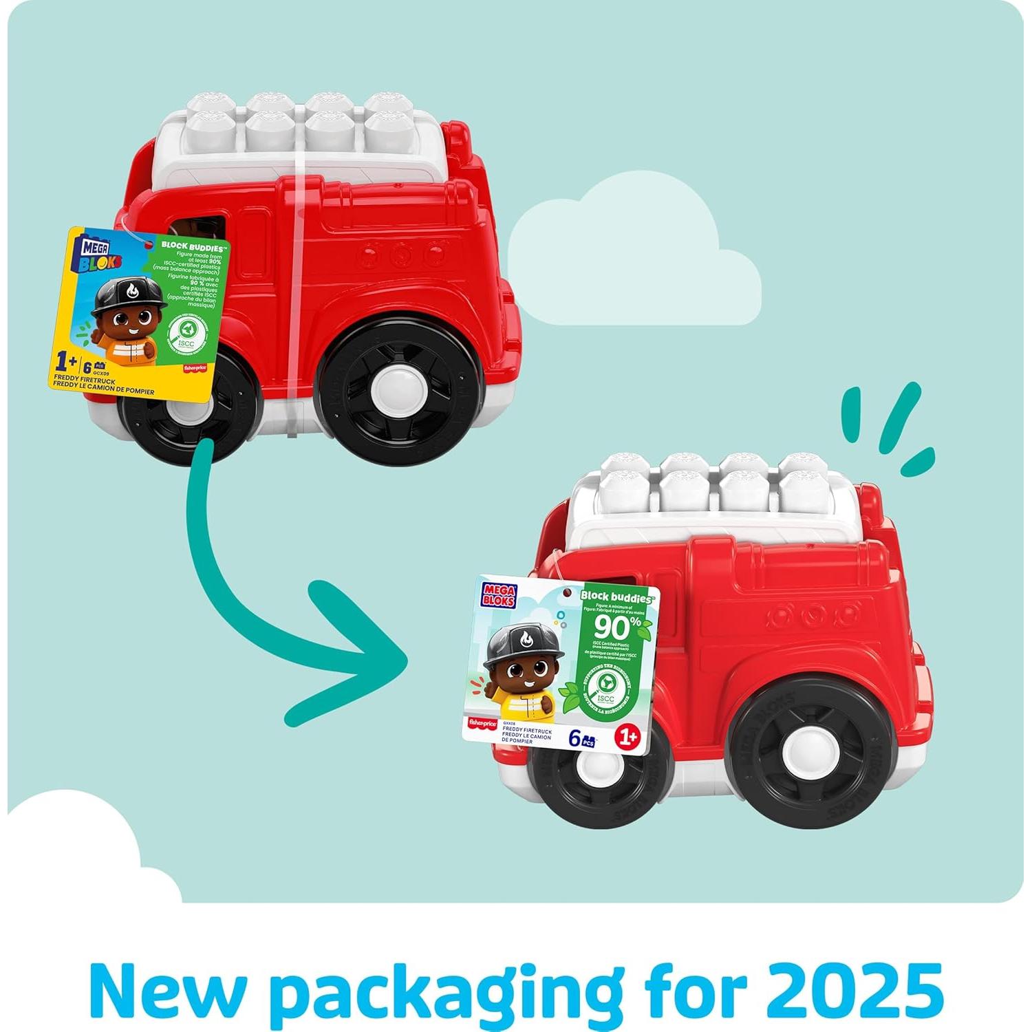 Juguete de Construcción Mega Bloks Camión de Bomberos Freddy 6 Piezas