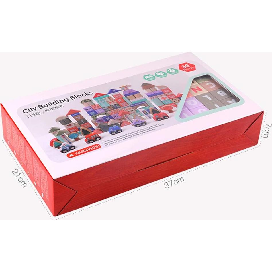 Juego de Bloques de Construcción de Madera 115 Pcs Umbresen