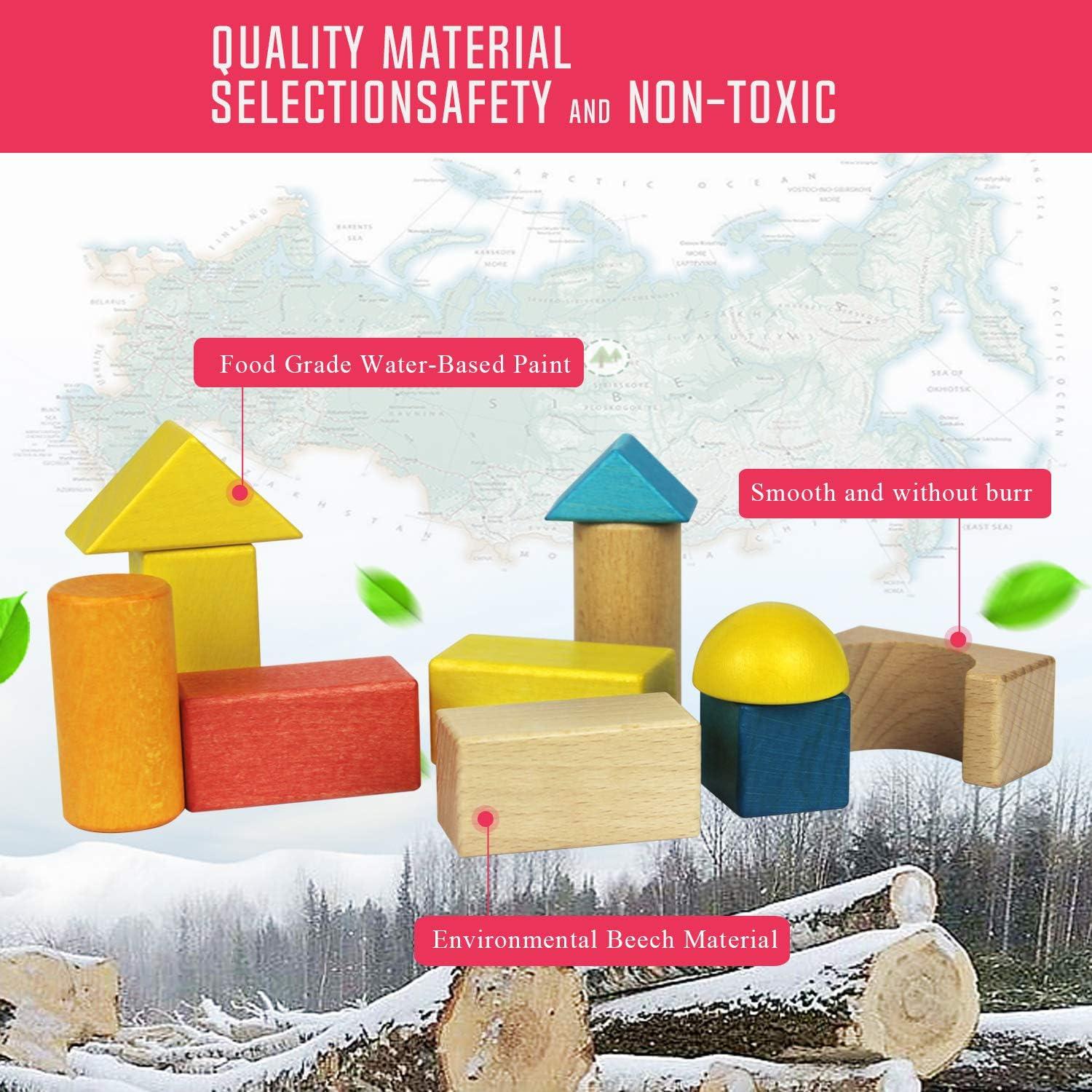 Conjunto de Bloques de Construcción de Madera Migargle 80 Piezas