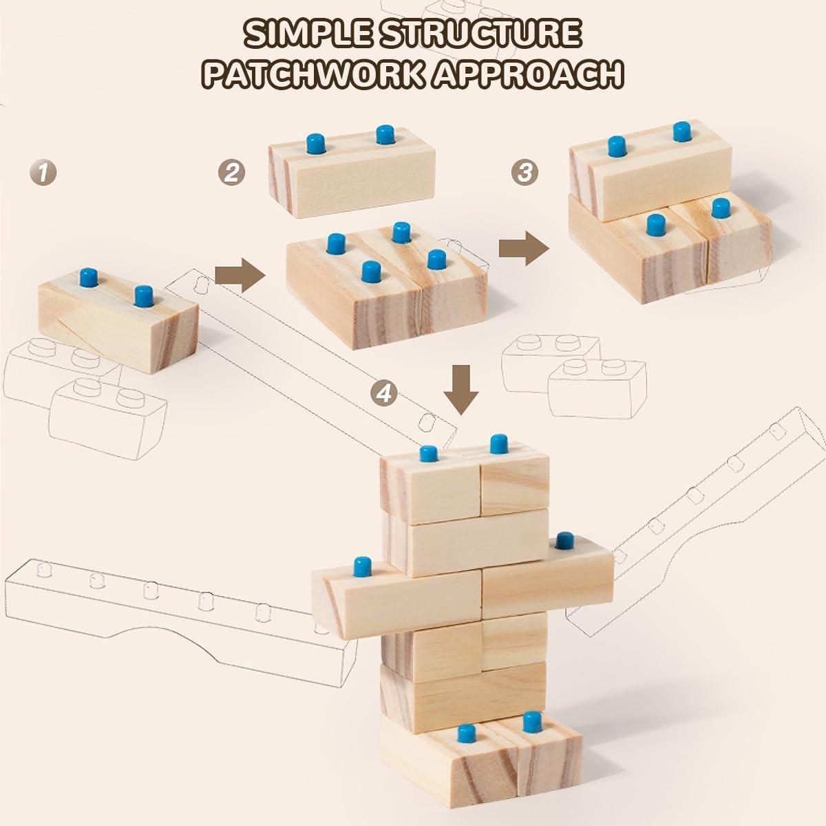 Bloques de Construcción de Madera Qutumill - 300 Piezas para Niños